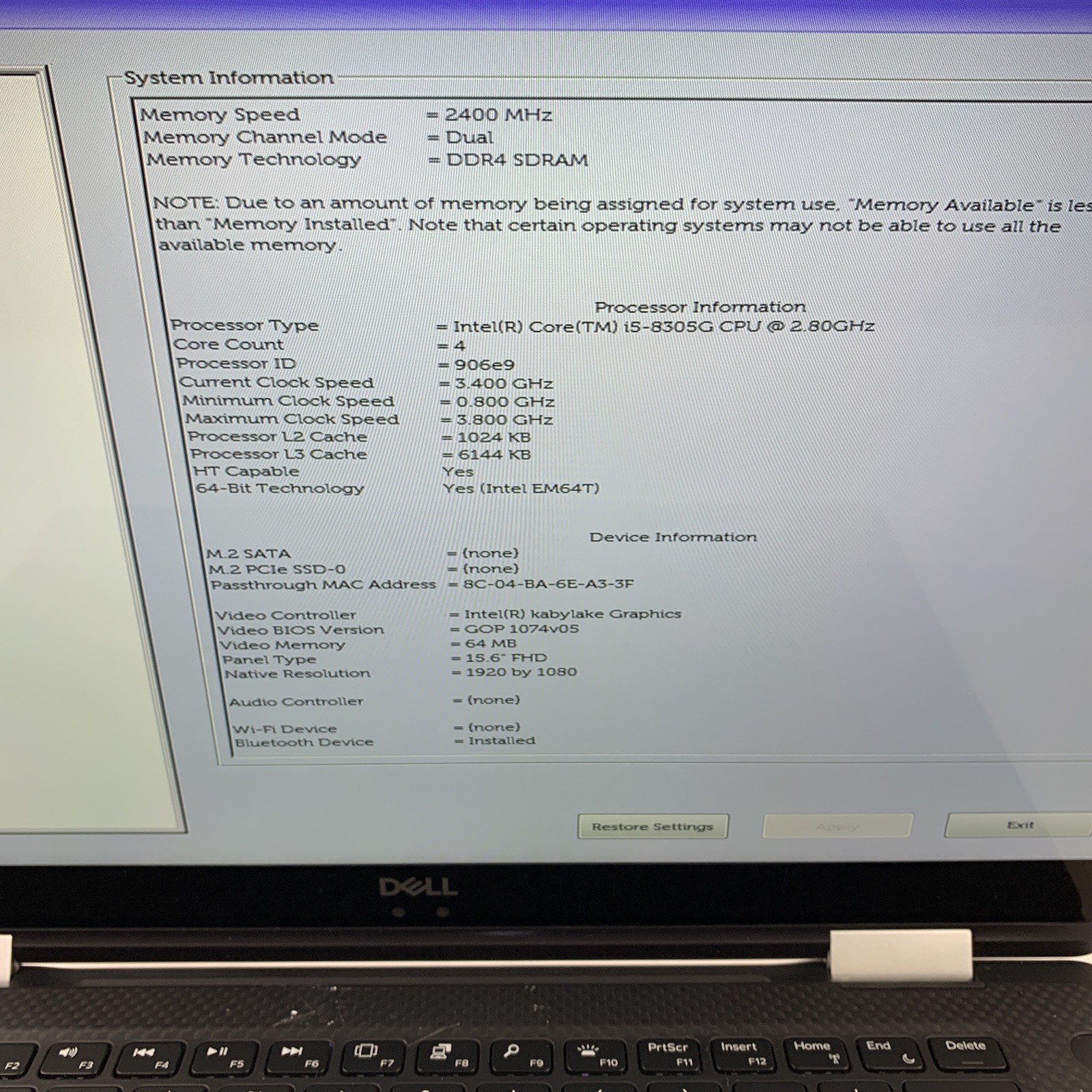 Dell XPS 15 9575 2-in-1 15.6″ i5-8305G 2.80 GHz 8 GB RAM No SSD/OS/AC/Battery
