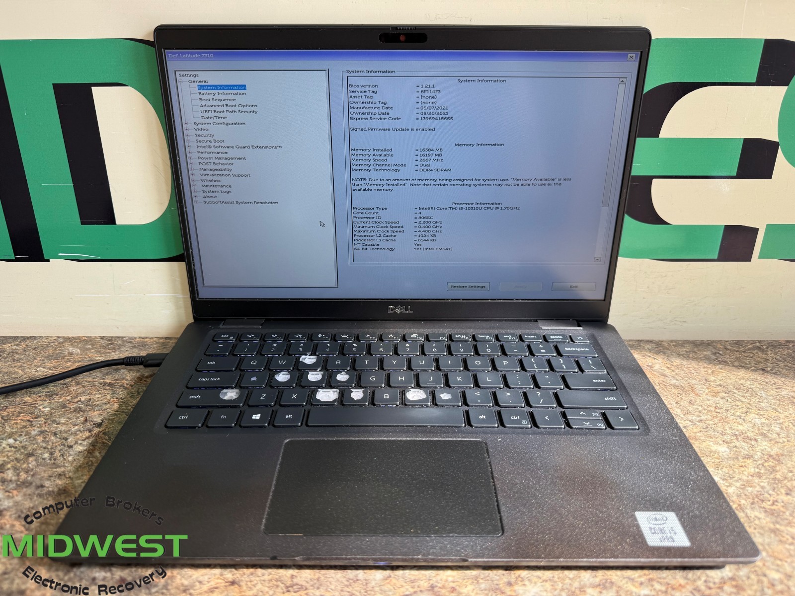 Dell Latitude 7310 i5-10310U 1.70GHz 16GB RAM No OS/HDD/SSD