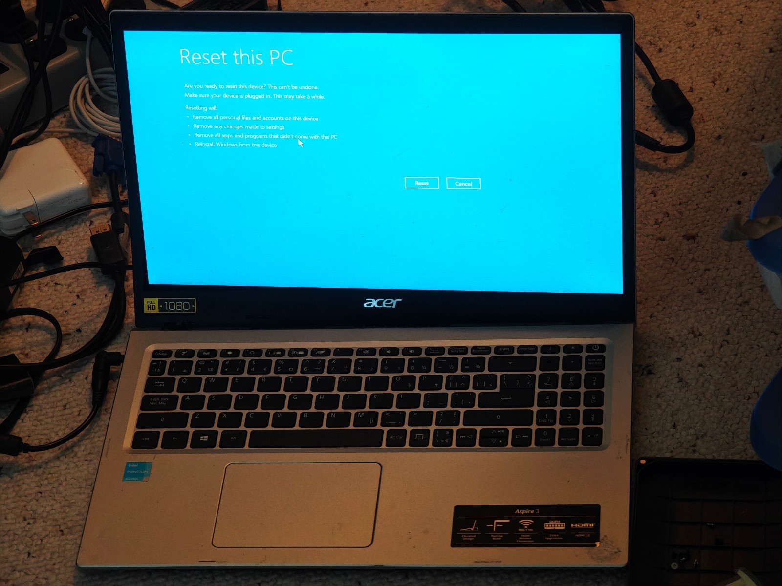 ACER ASPIRE 3 N20C5 – 256GB SSD, 8GB RAM, Intel Pentium Silver N6000 – DAMAGE