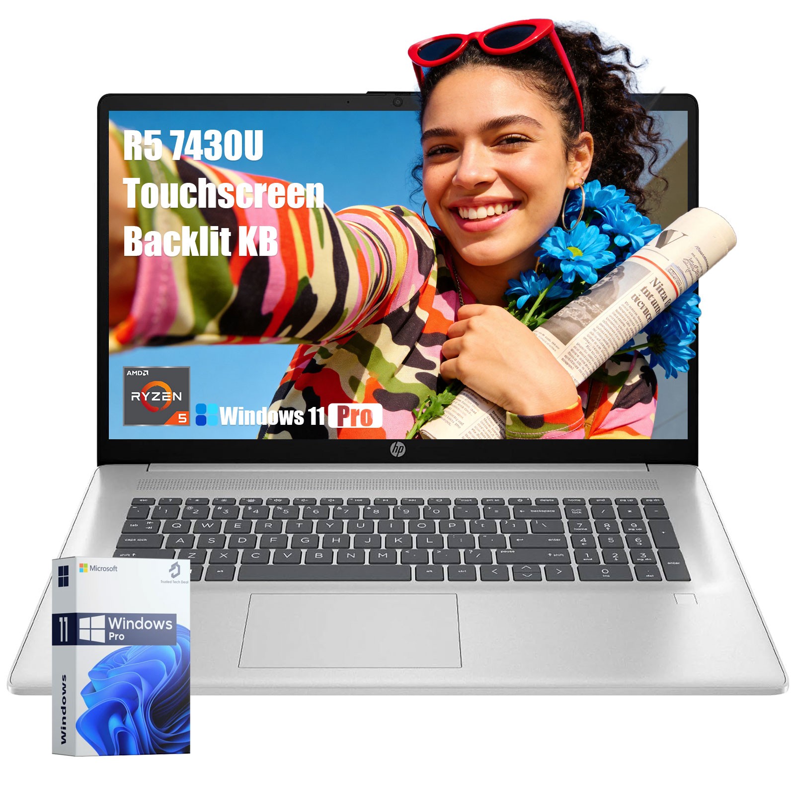 HP 17.3″ Touch Laptop HD AMD Ryzen 5 7430U UP TO 64GB RAM 2TB Windows 11 Pro PC