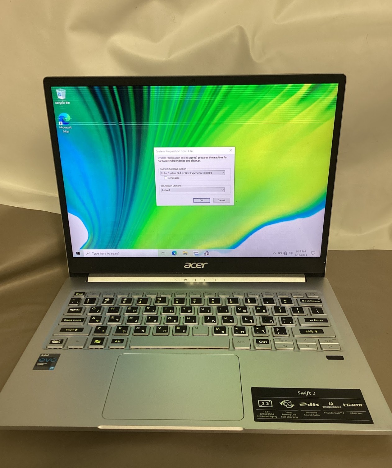 Acer Swift 3 Intel EVO Core i7-1165G7 Gen,13.5″ IPS , 8GB/256GB,Win 10, used