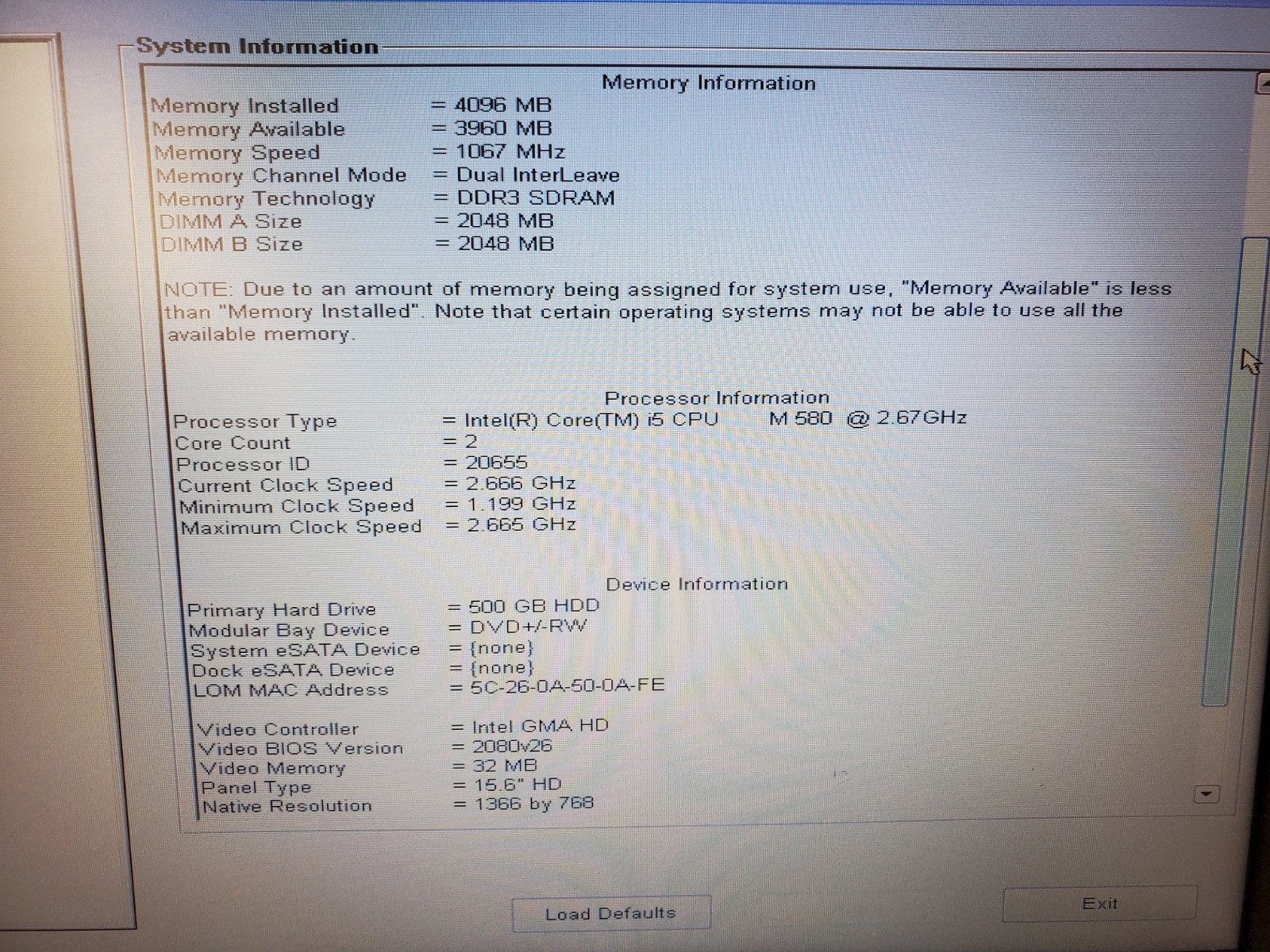 Dell Latitude E6510 14” Intel Core i5 M580 2.67GHz 4GB 500GB Win 10 Pro DVD-RW