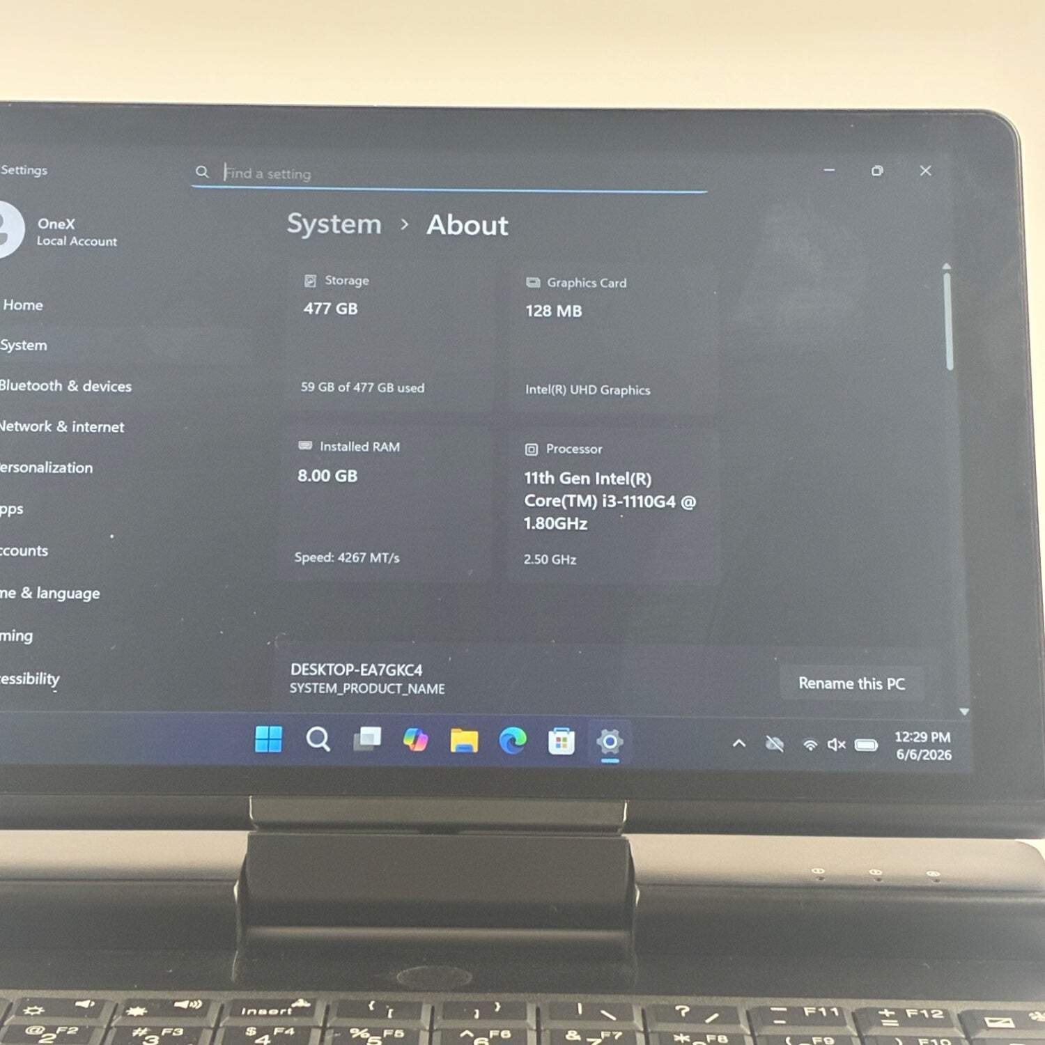 OneNetbook Pro A1 7″ i3-1110G4 1.8GHz 8GB RAM 512GB SSD