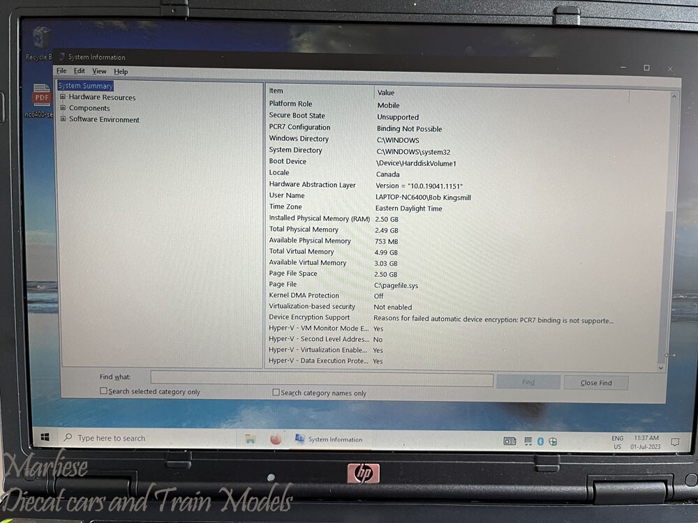 HP -NC6400- Laptop 14″ T5600 @ 1.83G 2.5GB RAM 80GB HDD Win 10 Pro W/ Docking