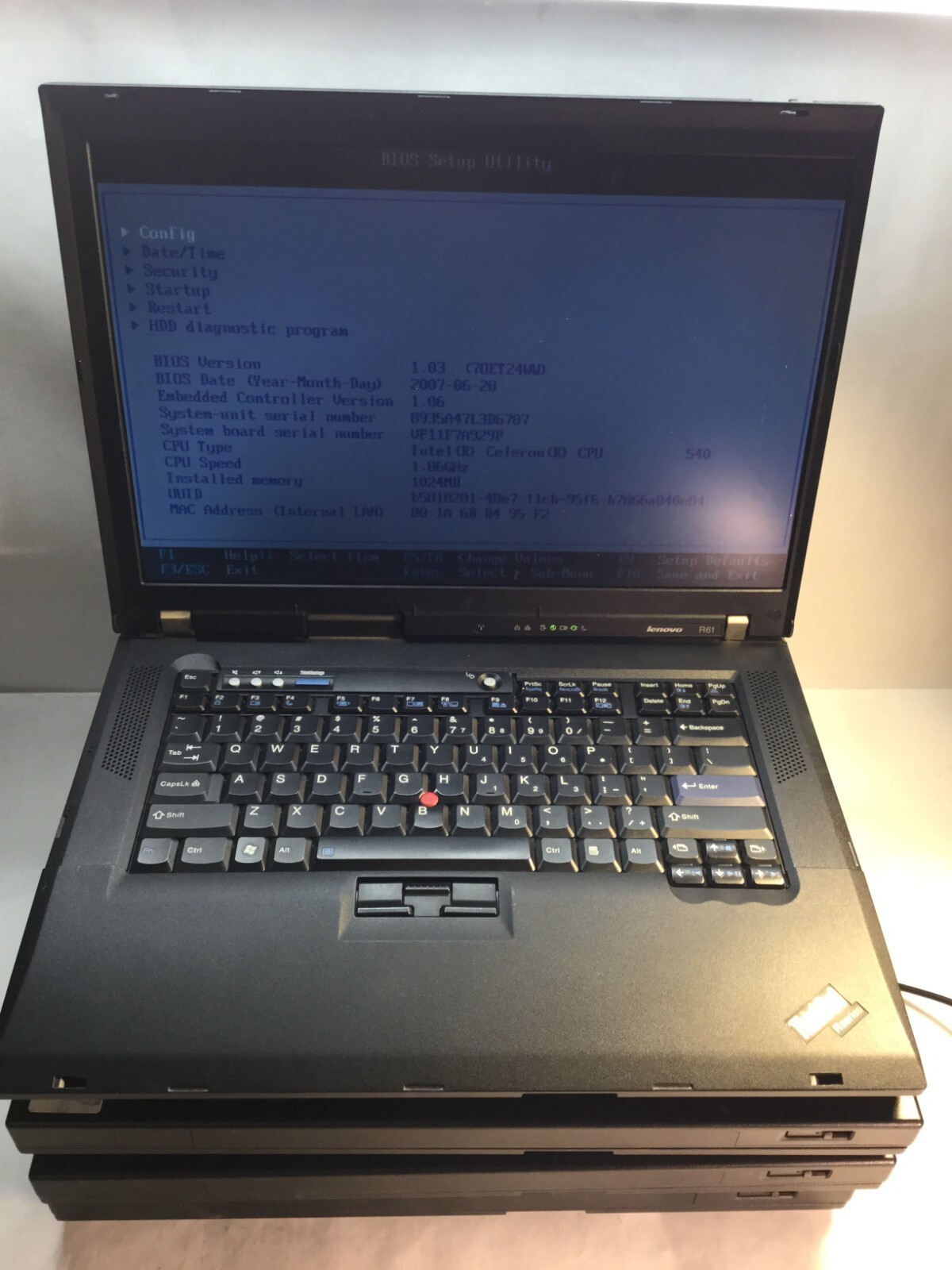 LOT OF 4 Lenovo ThinkPad R61 15″ Laptop Intel Celeron -BOOT/ 2 BIOS LOCKED -MZ