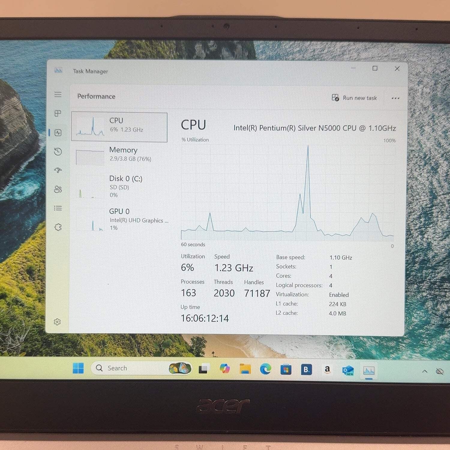 Acer Swift SF114-32-P2PK N17W6 14″ Pentium Silver N5000 1.1GHz 4GB RAM 64GB eMMC