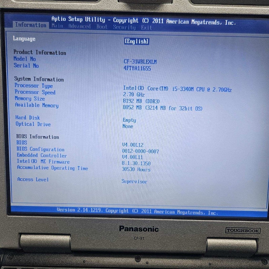 Panasonic CF-31 MK4 3rd GEN Core i5 WIN10 PRO 16GB 240GB SSD WWAN BLACK