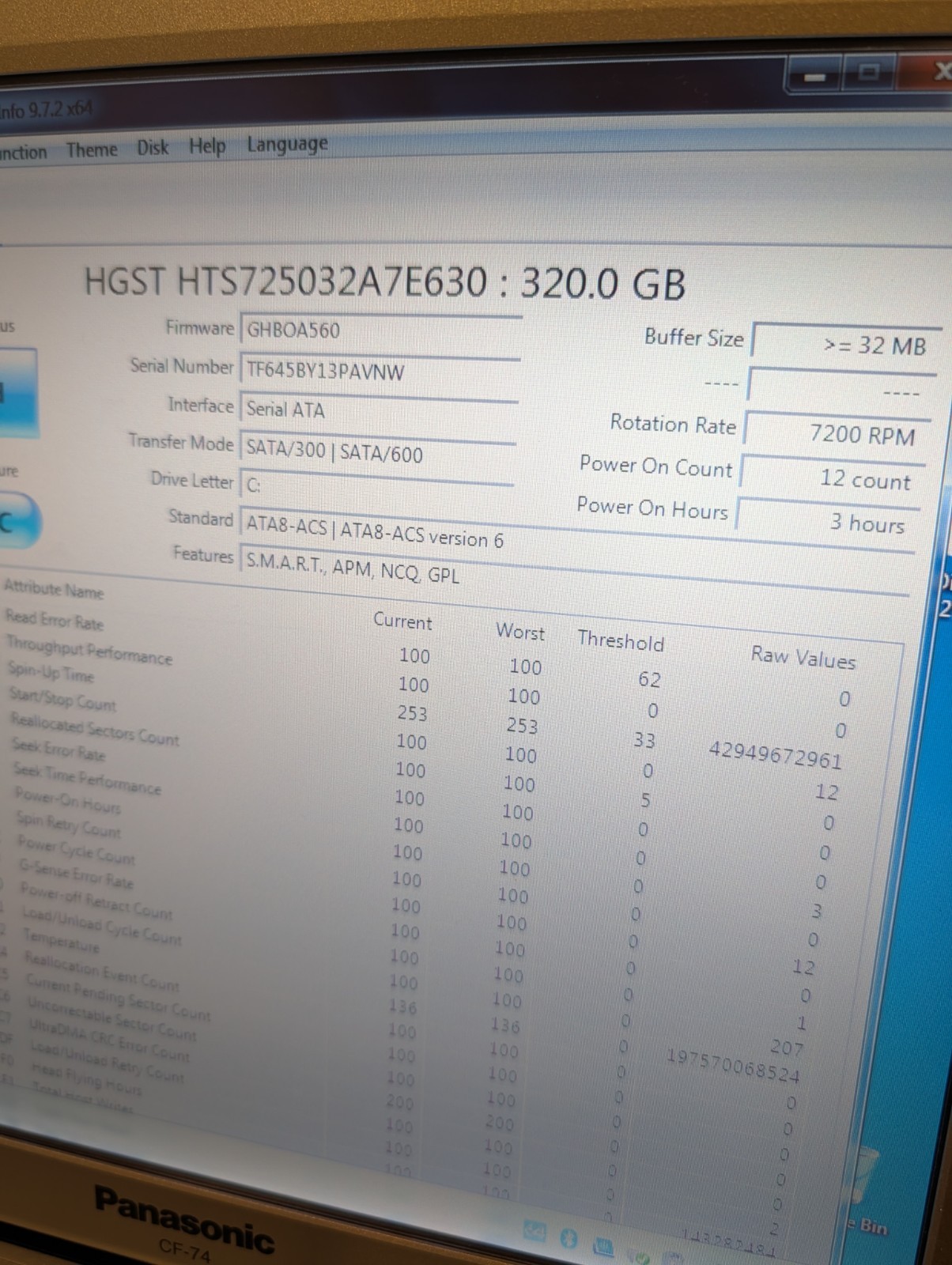 Ultra-rugged laptop Panasonic CF-74. Like A New. HDD and Battery Report On…