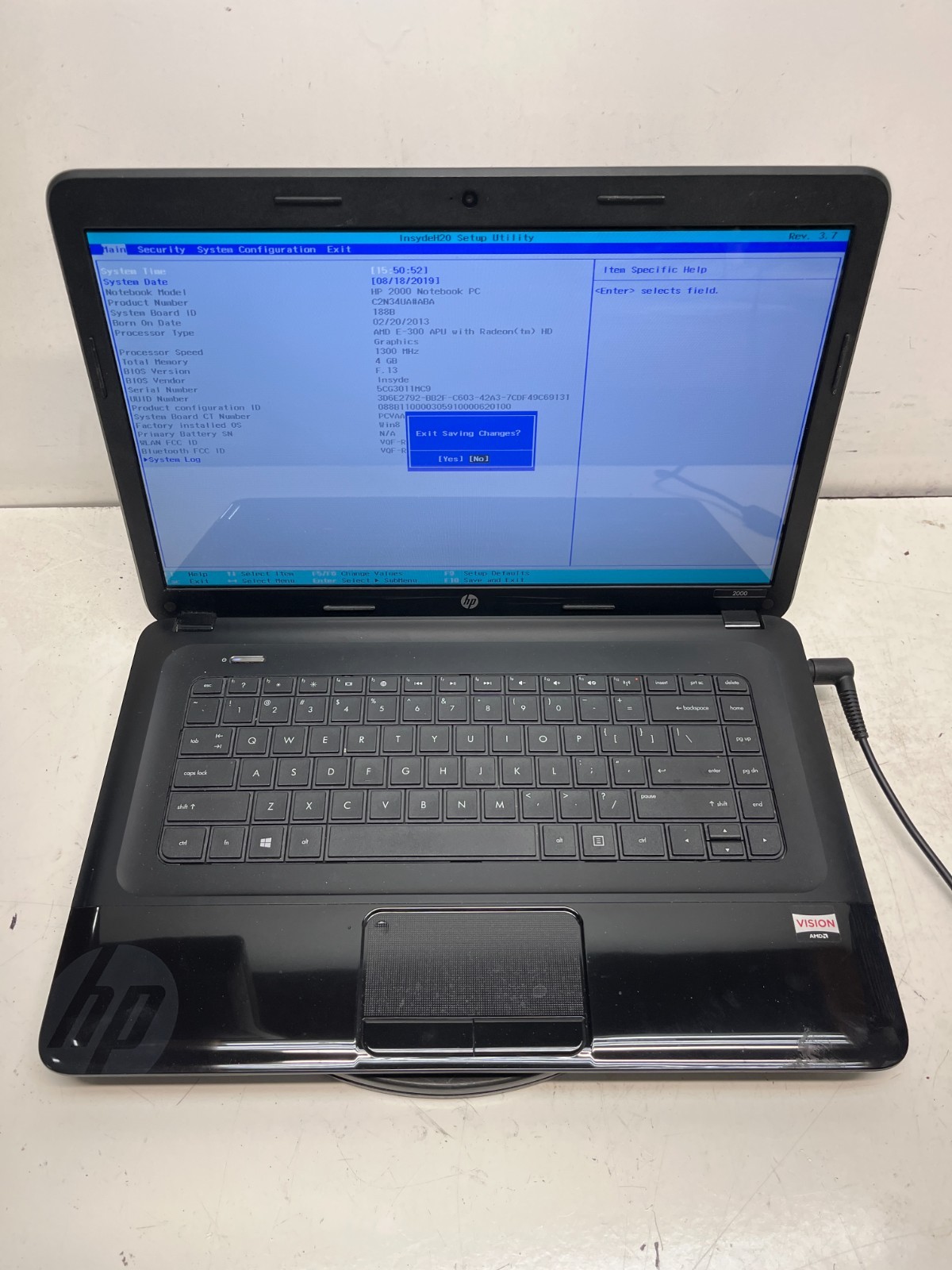 HP 2000-2b80DX AMD E-300 APU 1300Mhz 4GB NO HDD