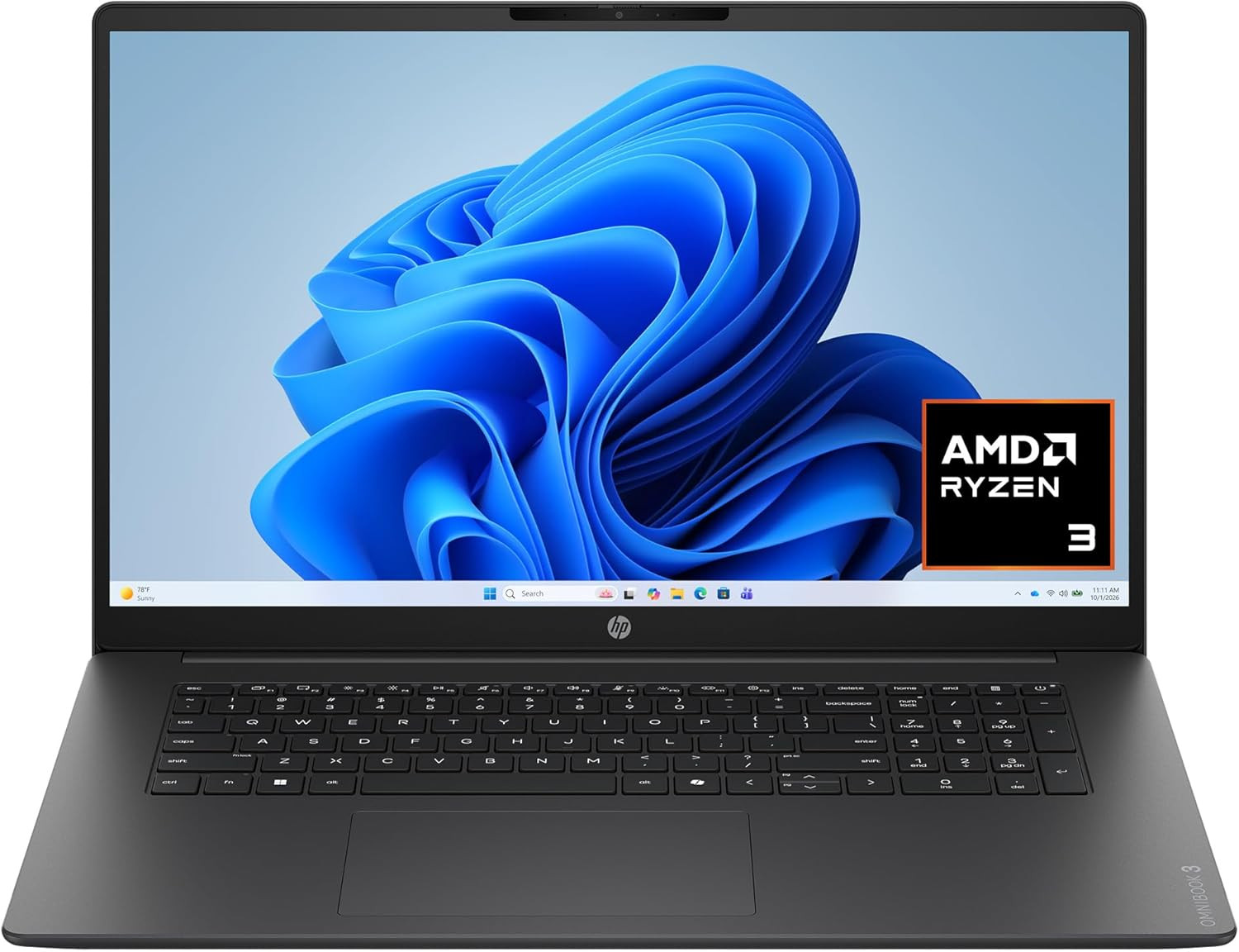 HP Omnibook 3 17.3 Inch Laptop PC, FHD Display, AMD Ryzen 3 30, 8 GB RAM, 512 GB