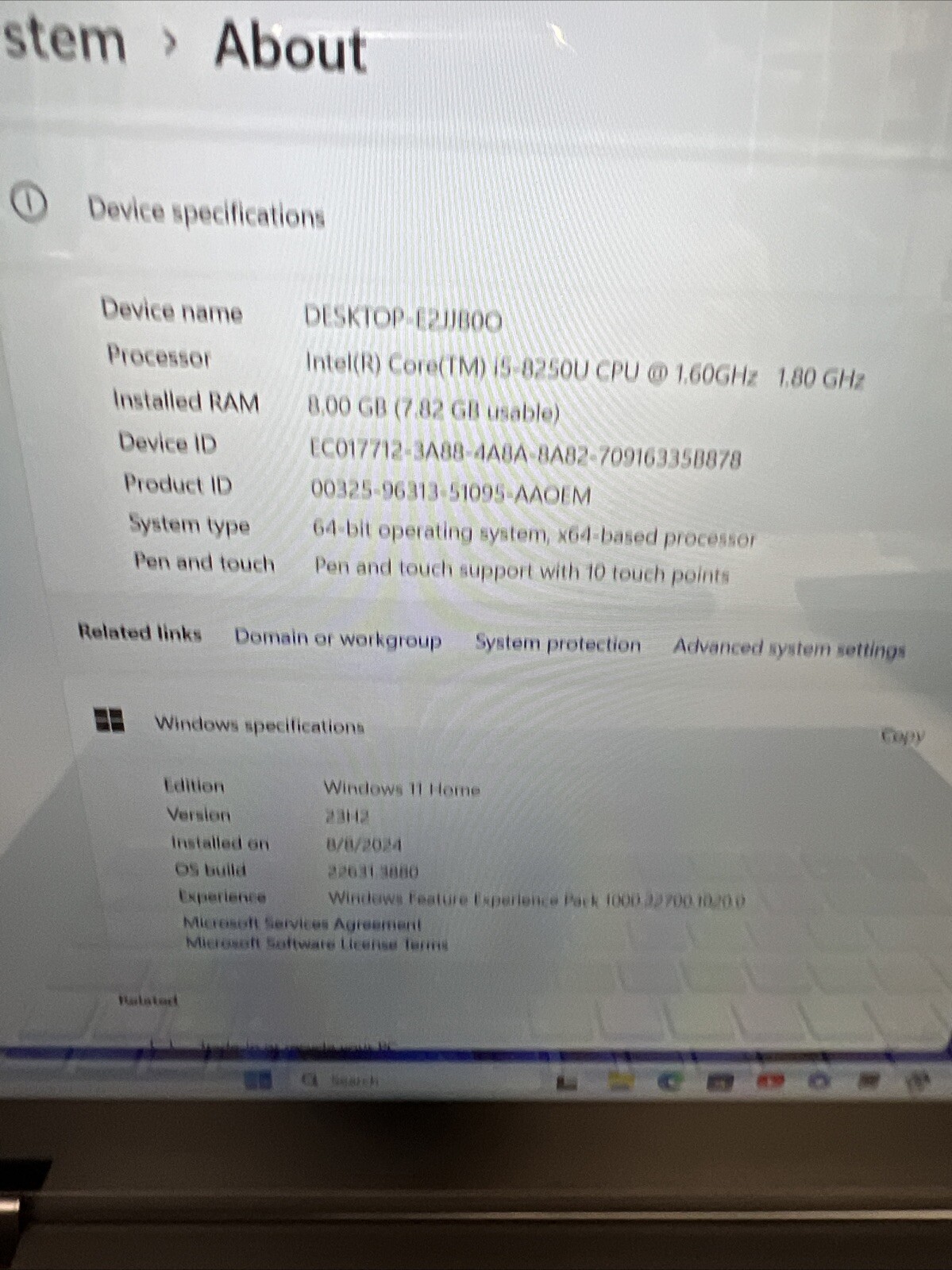 Lenovo YOGA 700-11ISK TOUCH 2-IN-1 Intel Core i5-8250U 1.60GHz 8GB 256 SSD Win11
