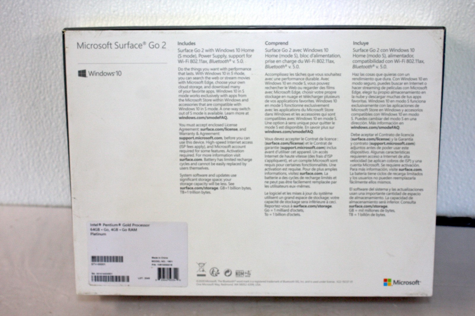 Microsoft Surface Go 2 64GB 4GB Ram Intel Gold Processor With Keyboard