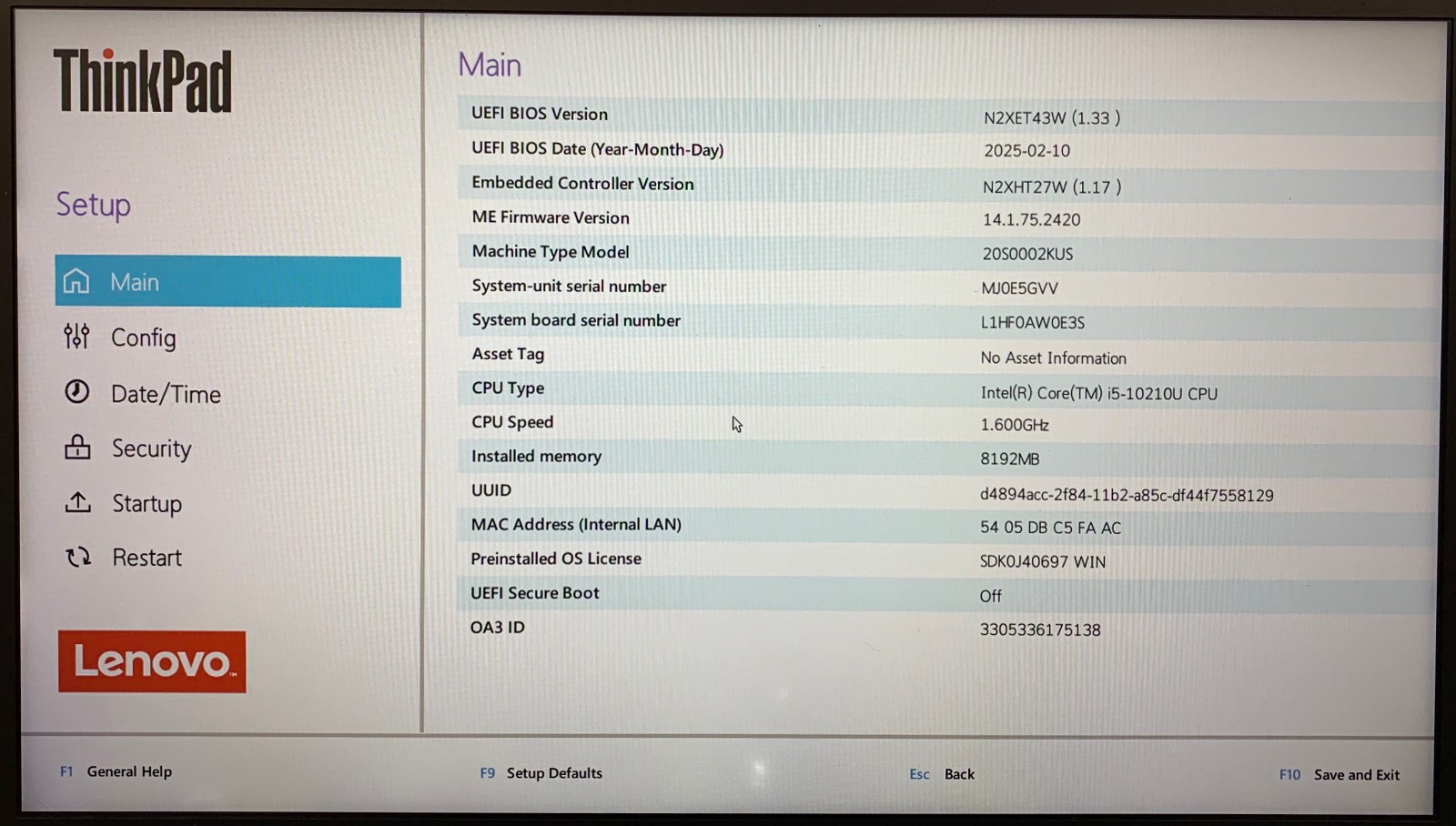Lenovo ThinkPad T14 Gen 1 14″ i5-10210U 8GB RAM, No Storage, Remote Managed
