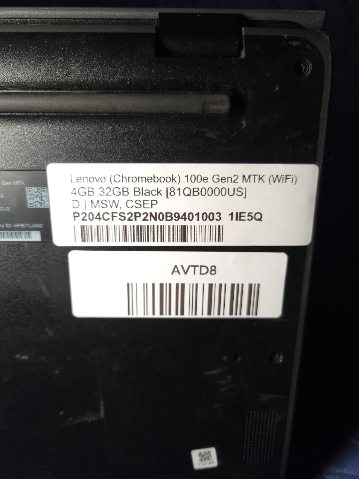 Lenovo 100e Chromebook 2nd Gen 11.6in MediaTek 4GB 32GB Chrome OS Black