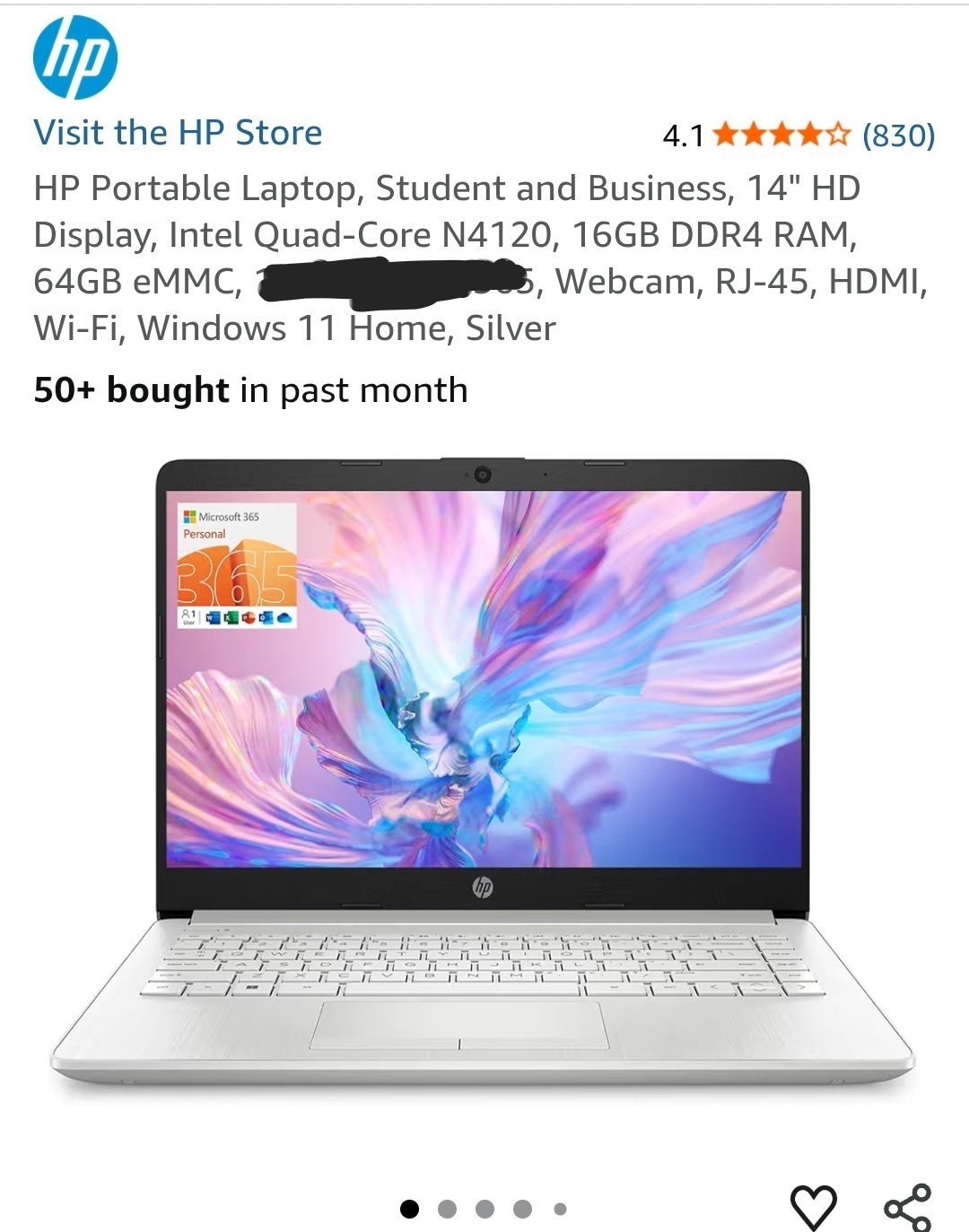 HP Portable Laptop, Student and Business, 14″ HD Display, Intel Quad-Core N4120,