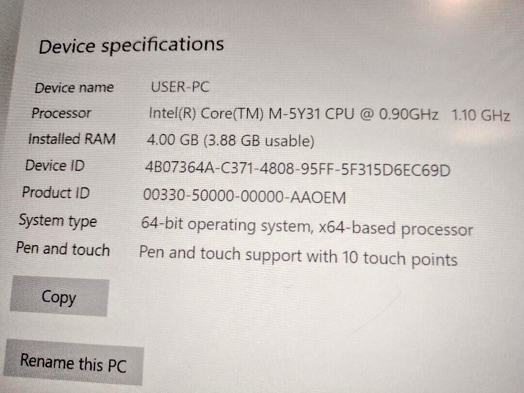 Fujitsu Stylistic Q616 Core M5-6Y54 4GB RAM 128GB SSD win 10 Works/Looks Good