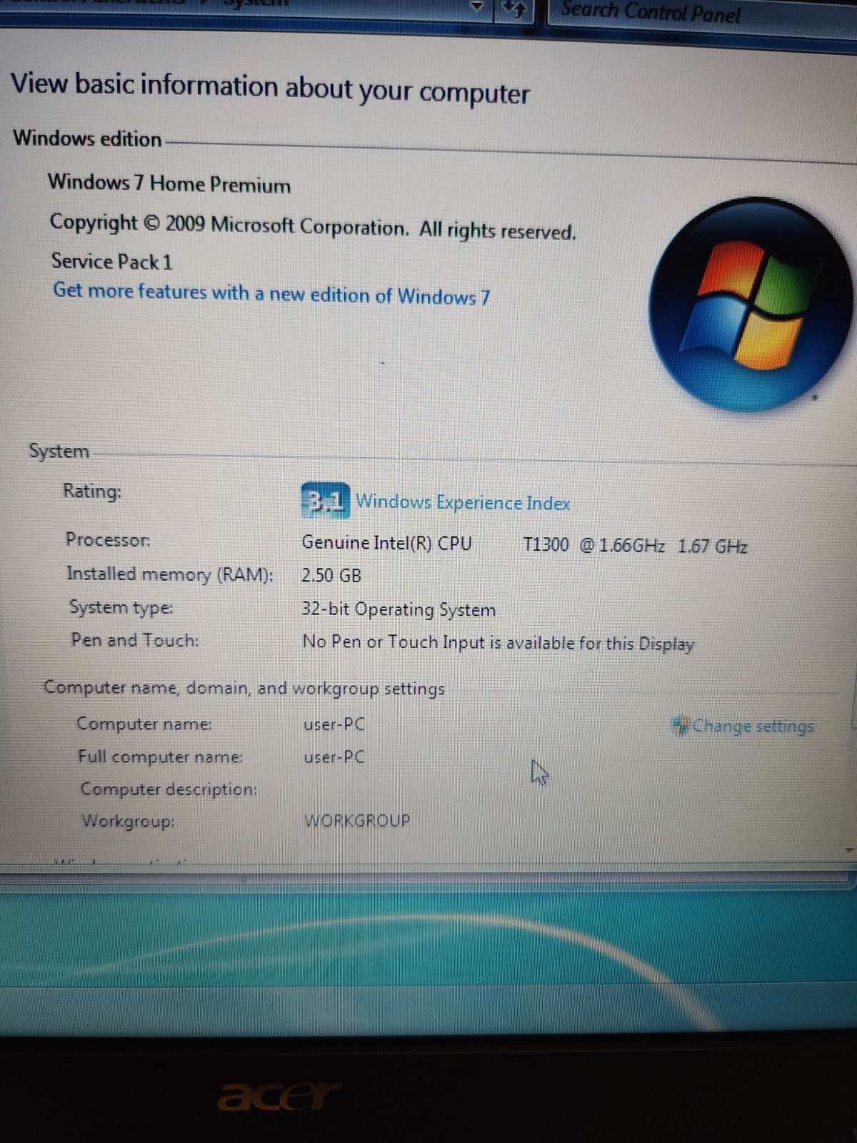 Acer Aspire 5610 15.4 inch Laptop 1.66Ghz 2.5GB RAM Tested Working