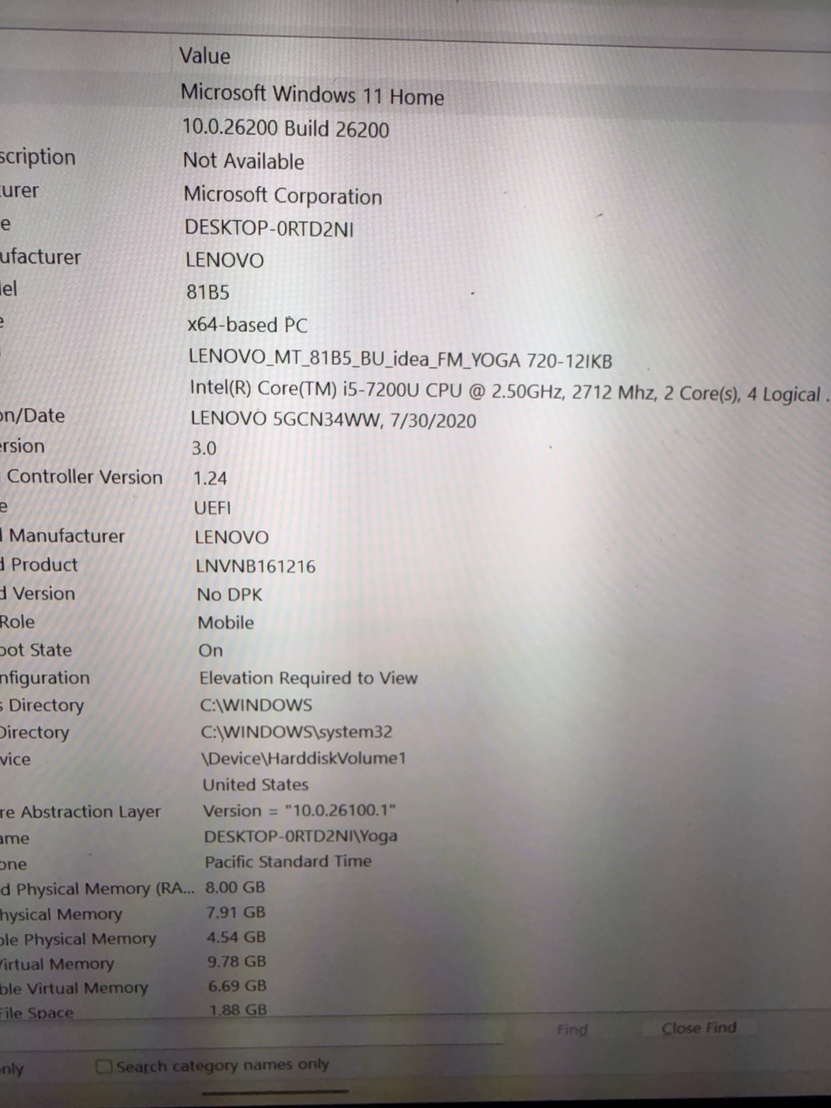 LENOVO YOGA 720-12IKB | INTEL CORE I5-7200U 2.50GHZ,128GB,8GB RAM NO CHARGER