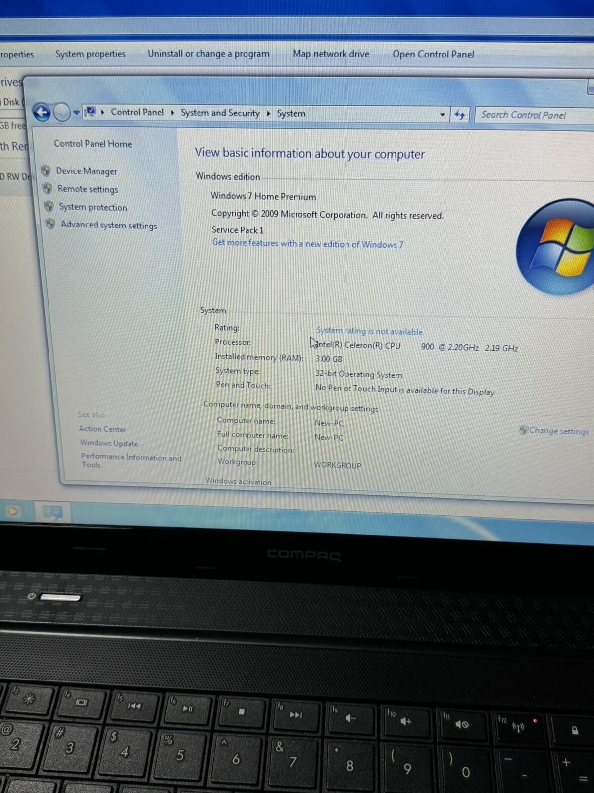 HP Compaq Presario CQ62 15.6 WINDOWS 7 Intel Celeron 2.20GHZ, 3gb Ram, 300gbHDD