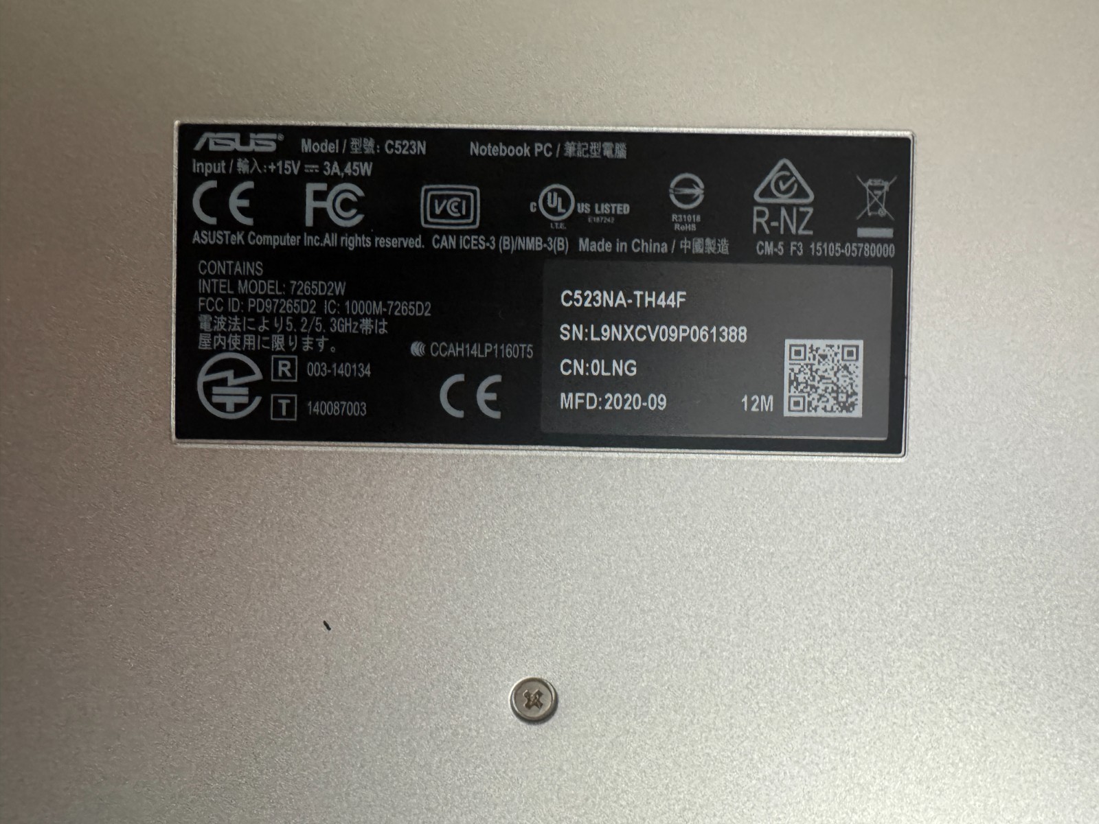 ASUS Chromebook 15.6″ FHD N3350 4GB 64GB Chrome OS C523NA-IH44F – Silver