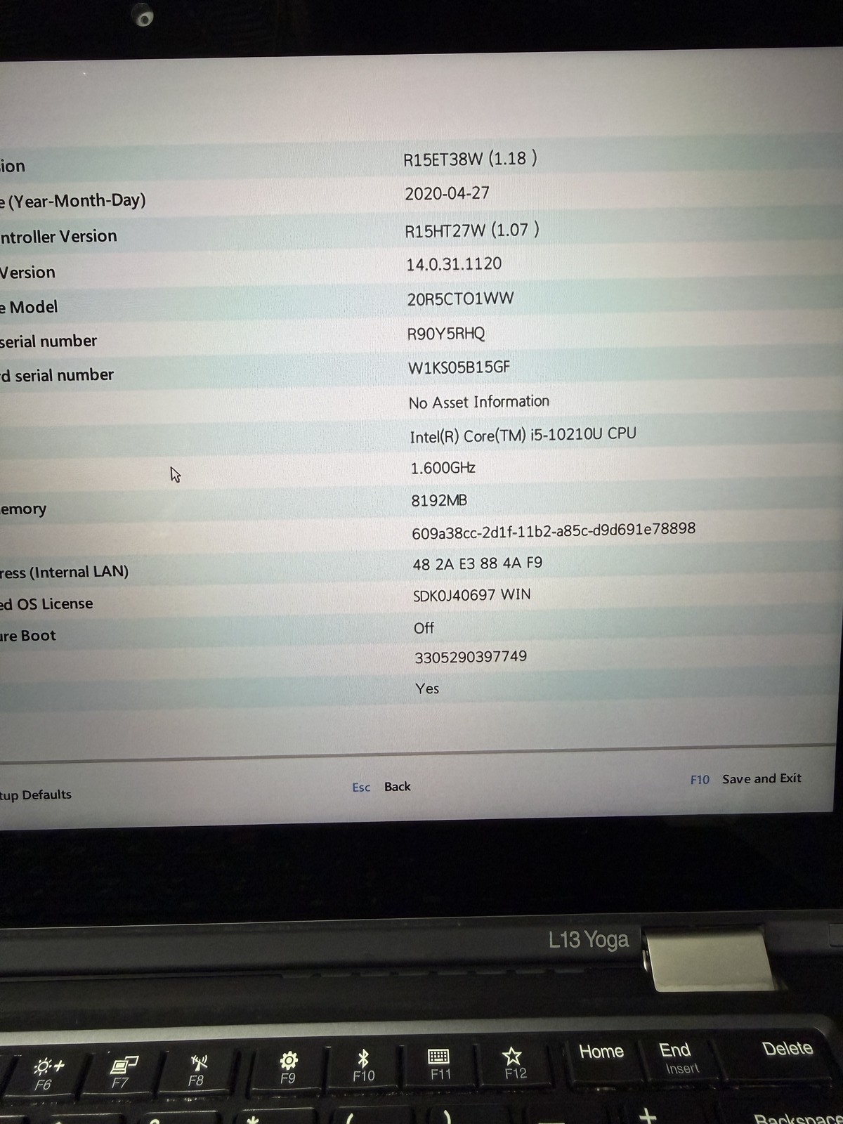Lenovo ThinkPad L13 Yoga Gen 2 (2-in-1) 13.3″ i5-10210U 8GB 256GB |NO OS Read|