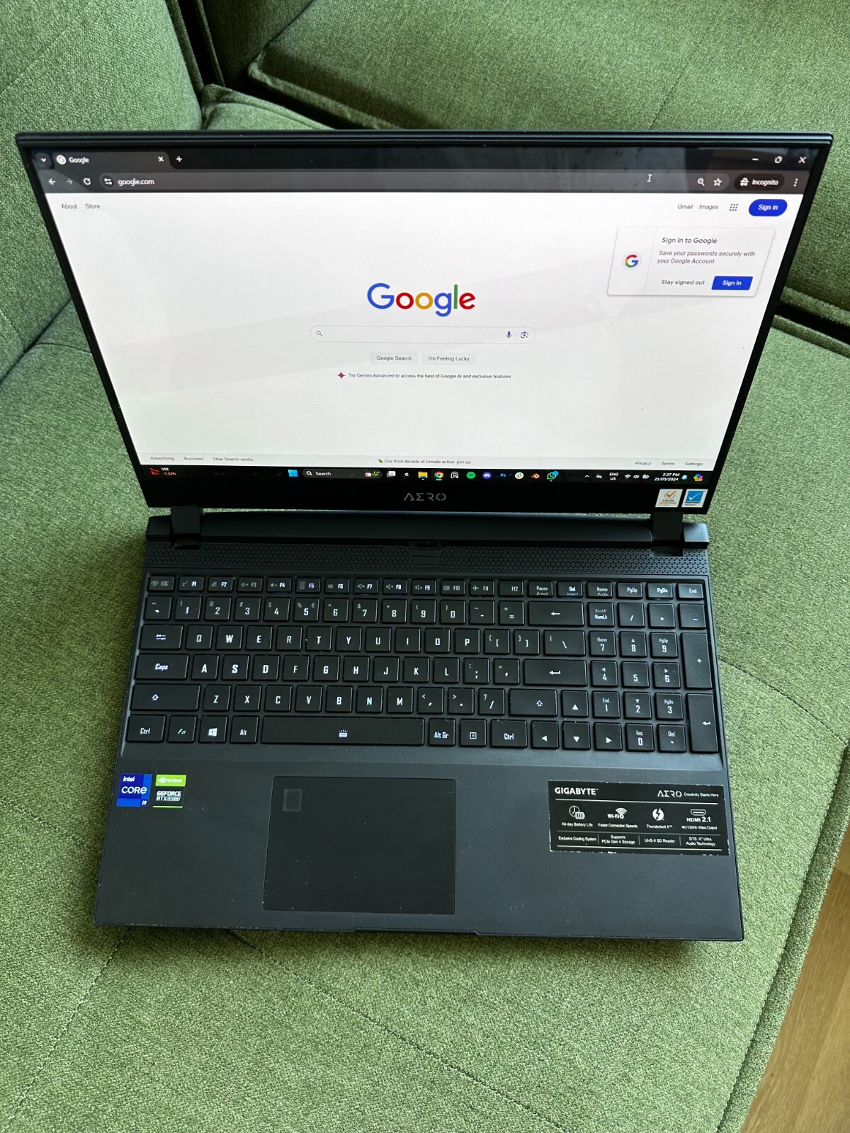 GIGABYTE AERO OLED – 15.6″ UHD 4k, NVIDIA GeForce RTX 3080, 32GB, 512GB + 1TB