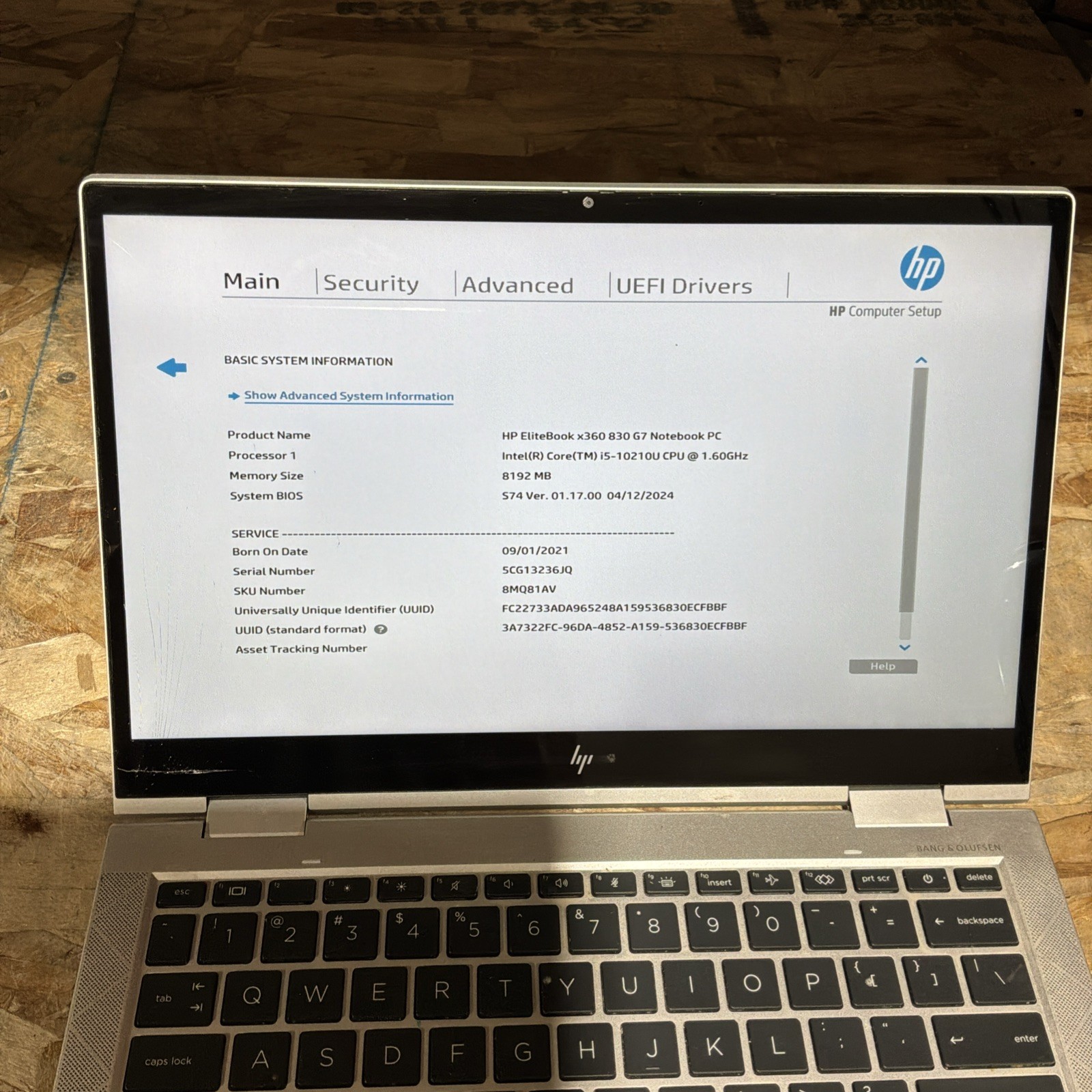 HP ELITEBOOK X360 830 G7 8 GB RAM 256 GB SSD CORE I5-10210U Broken Screen C500