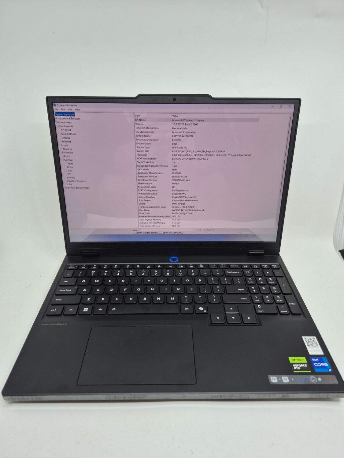 Lenovo legion 5 15.6″ i7-14700HX 2.1GHz 16GB RAM 1TB SSD GeForce RTX 5050