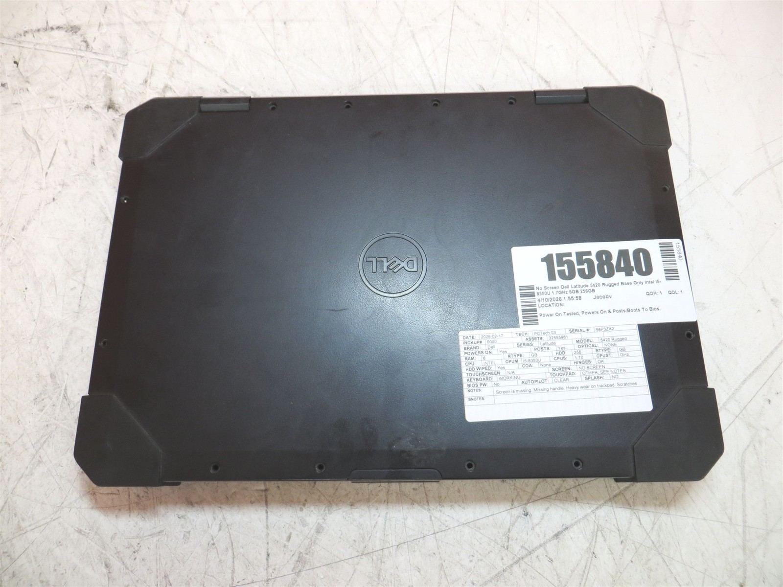 No Screen Dell Latitude 5420 Rugged Base Only Intel i5-8350U 1.7GHz 8GB 256GB