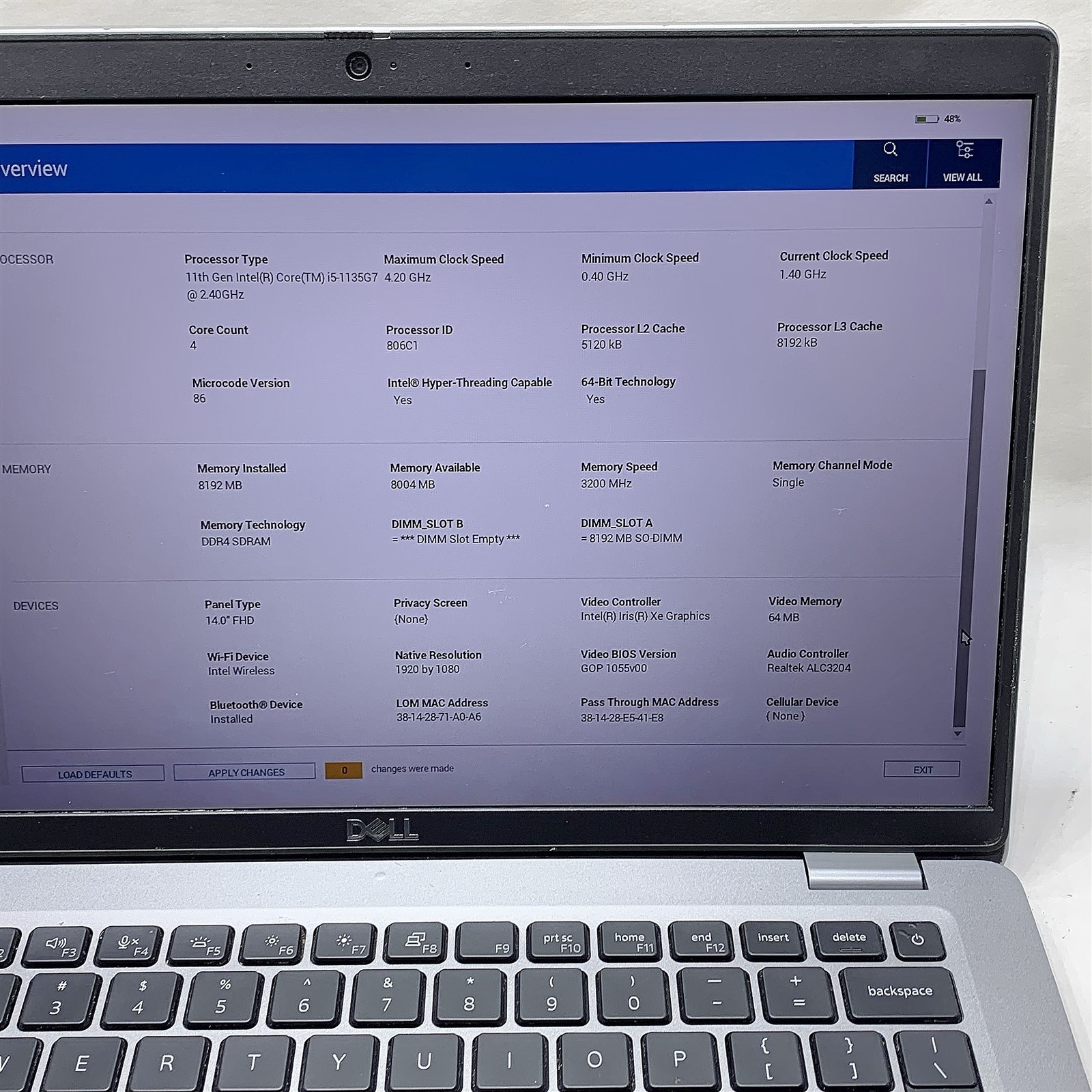 Dell Latitude 5420 Laptop Intel Core i5 1135G7 2.40GHZ 15.6″ FHD 8GB RAM NO HDD