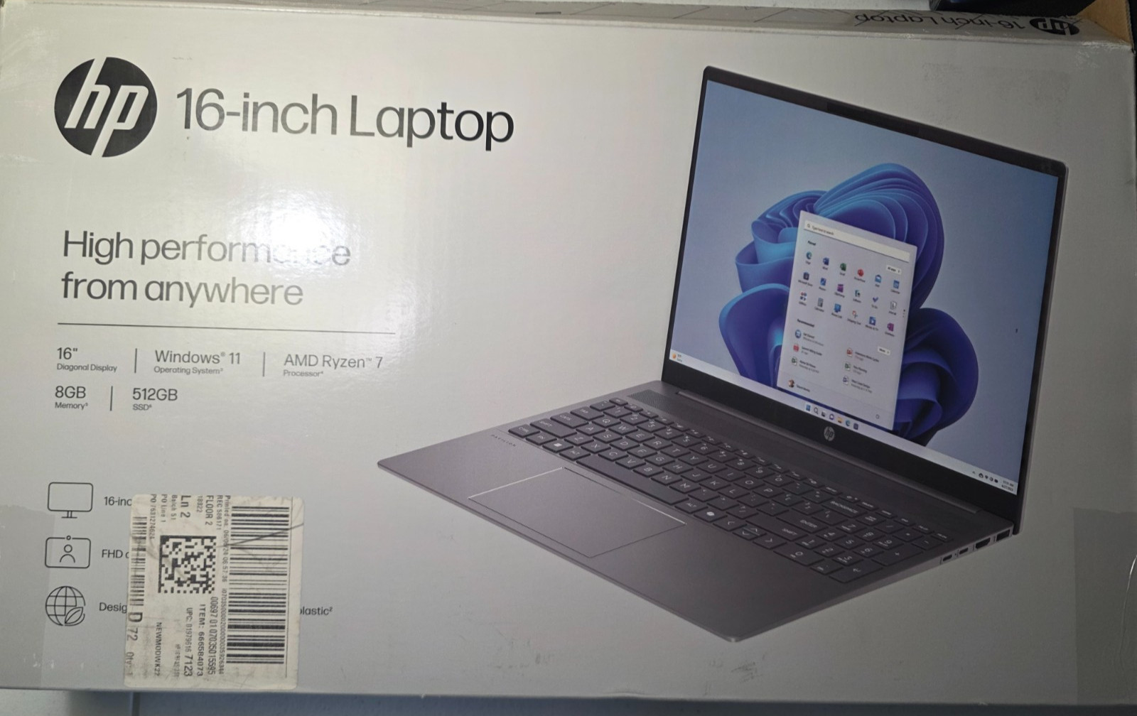 HP Pavilion Laptop 16″ WUXGA IPS Ryzen 7 8840U 8GB RAM 512GB SSD – Meteor Silver