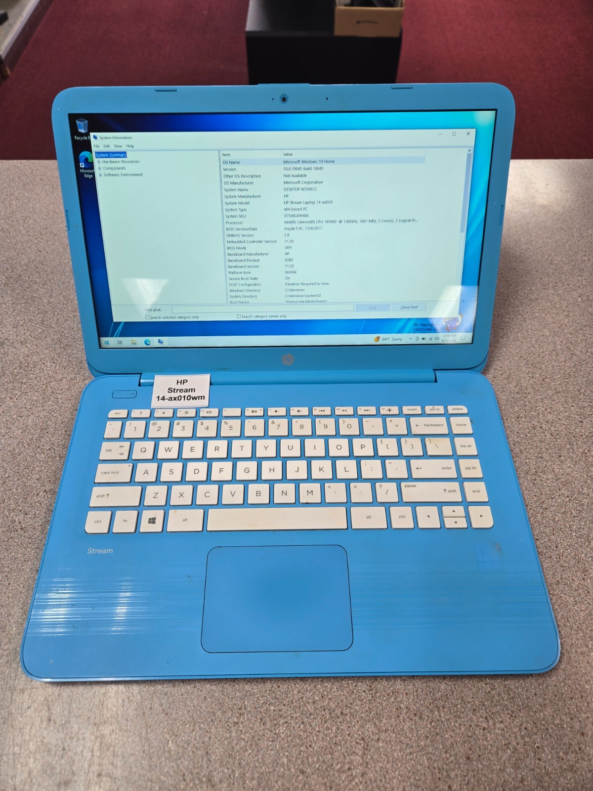 HP Stream 14-ax0XX Laptop Intel Celeron N3060 4GB RAM Windows 10 Home