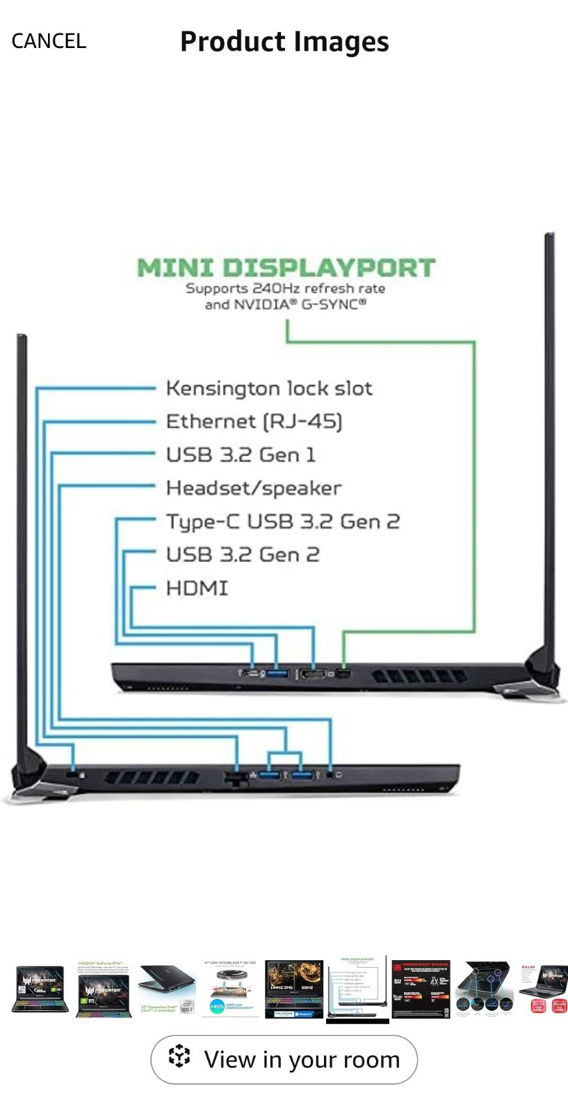 Acer Predator Helios 300 15.6 inch (512GB SSD, Intel Core i7 10th Gen., 2.60GHz,