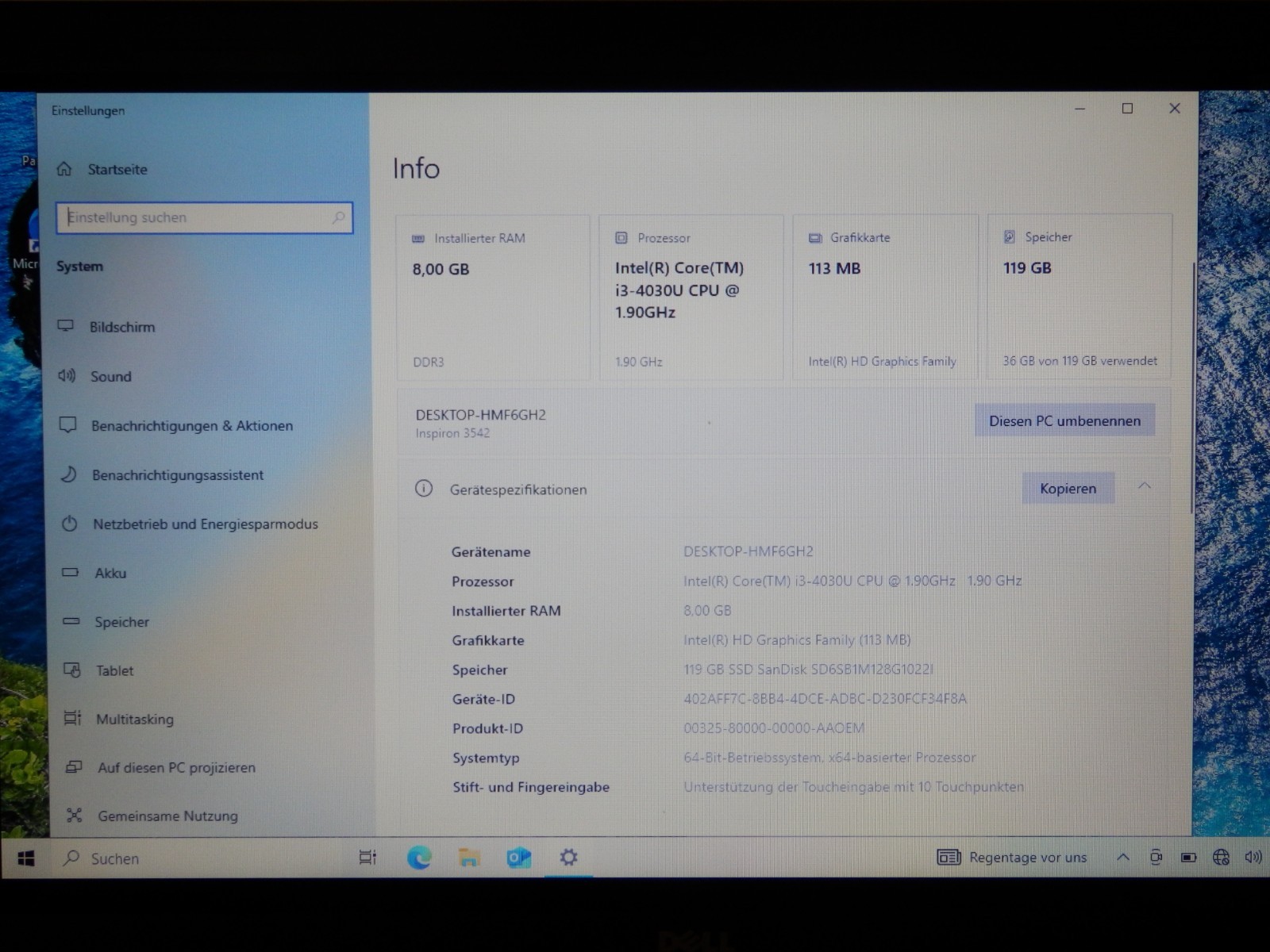 Dell Inspiron 15 3542 – Intel i3-4030U, 4GB Ram 128GB SSD, 15.6″ Touch Screen