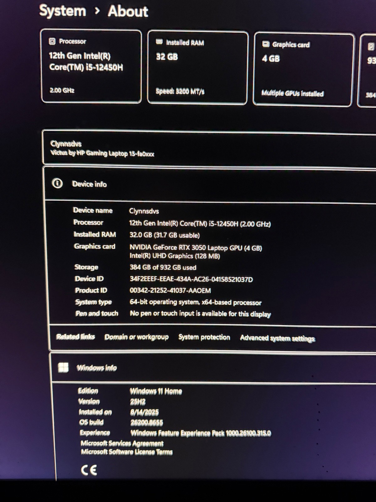 HP Victus 15-FA0025NR 15.6” (512GB SSD Intel Core i5-12500H 8GB RAM) Gaming…