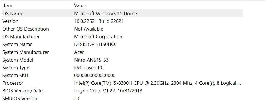 Acer Nitro 5 with I5 Processor