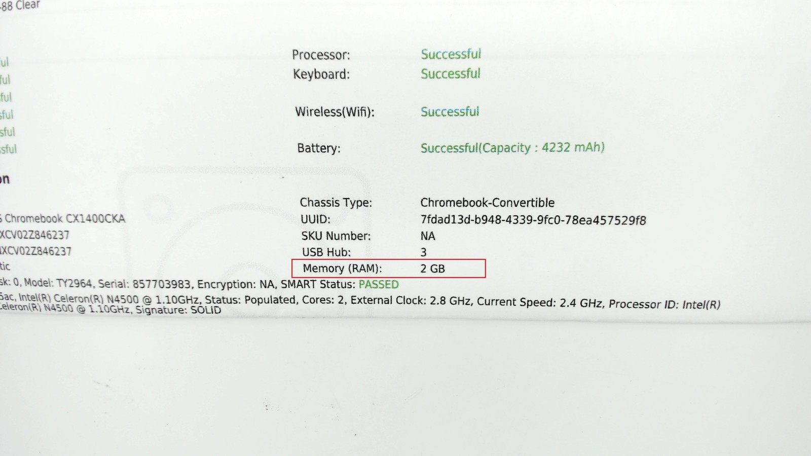 Asus Chromebook CX1 14″ Intel Celeron N4500 4GB 64GB CX1400CKA-DB44 PC1701556