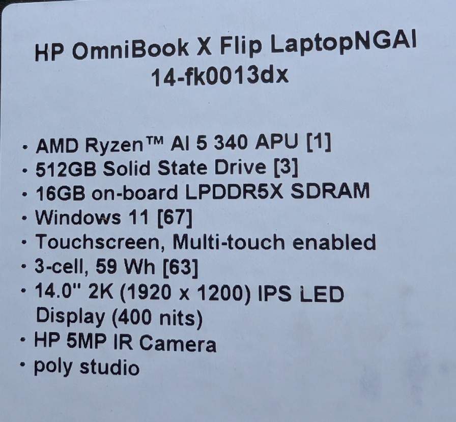 HP Omnibook X Flip Laptop AMD Ryzen AI 5 340 APU 512 GB SSD