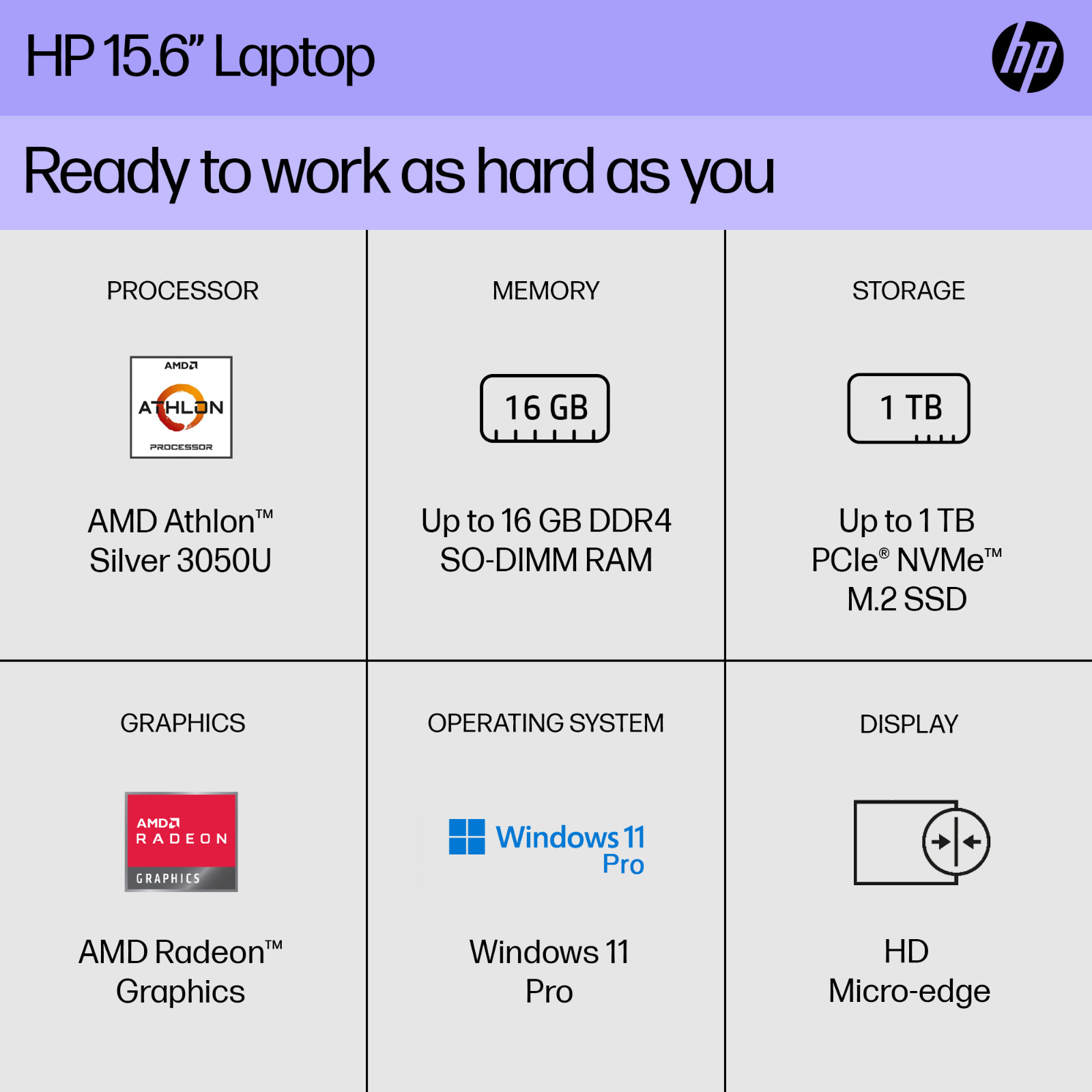 HP Laptop Notebook 15.6 AMD Athlon Upto 3.2GHz, 16GB RAM 1TB SSD Office 2024 Pro