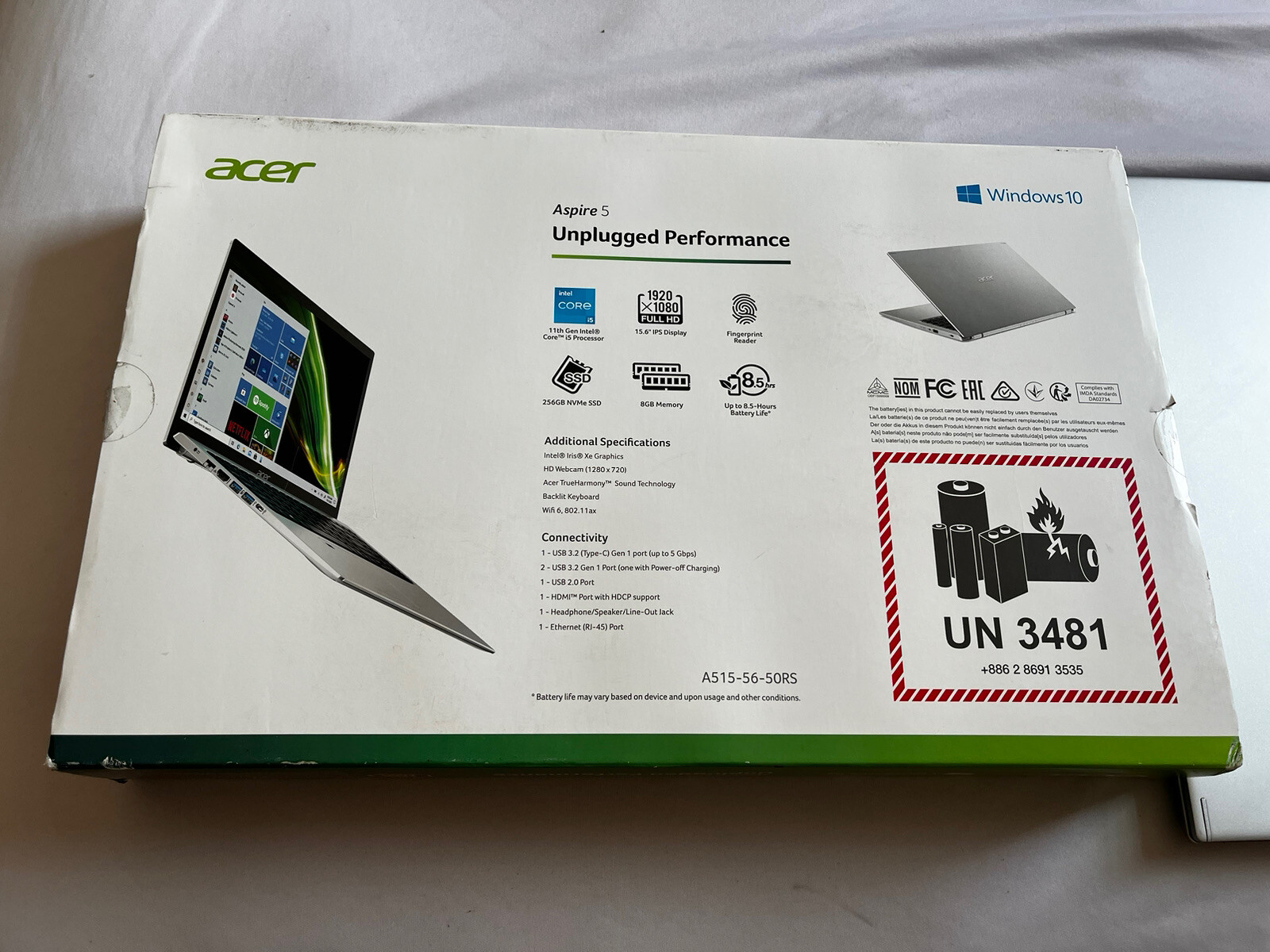 Acer Aspire 5 A515-56 15.6″ (256GB SSD, Intel Core i5 11th Gen., 4.20 GHz, 8GB)