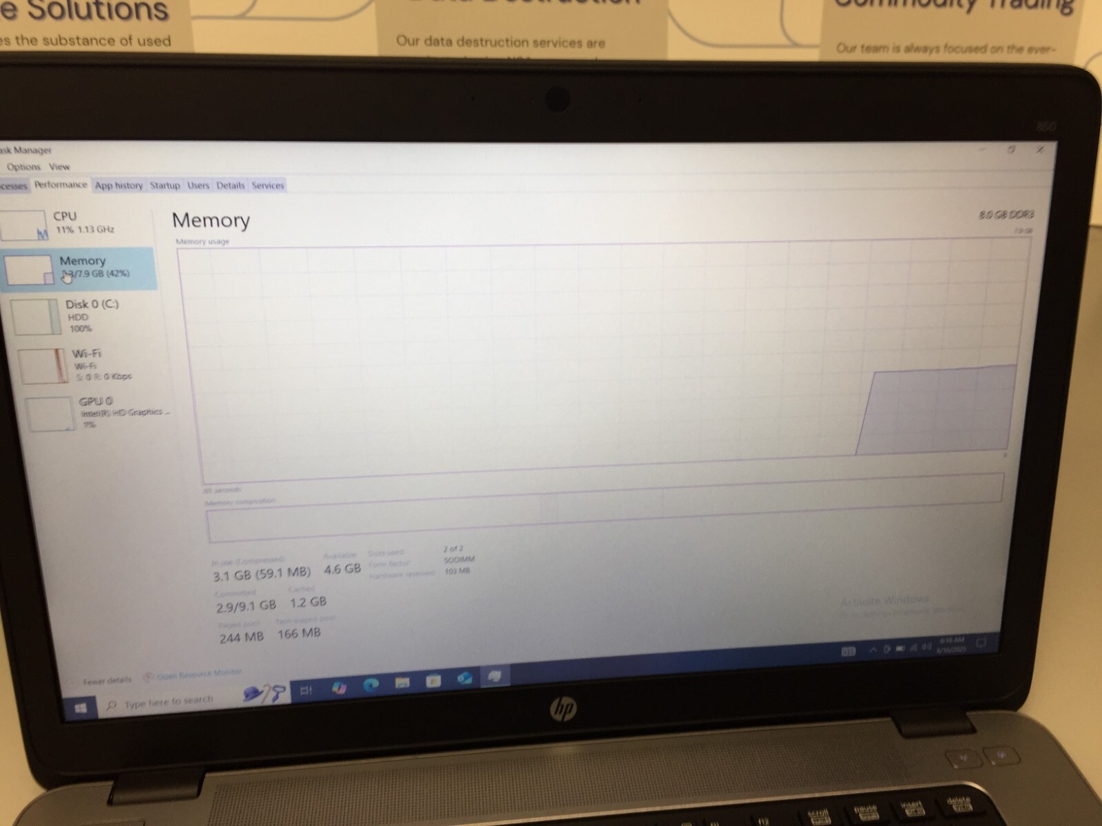 HP Elitebook 850 G1 Core i5-4th gen 8GB RM 1TB HHD 1.60 GHZ WIN 10 PRO