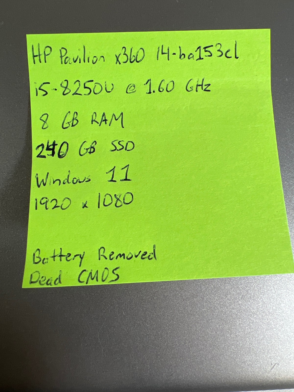 HP Pavilion x360 14 i5-8250U 8GB 240GB SSD No Battery 14″