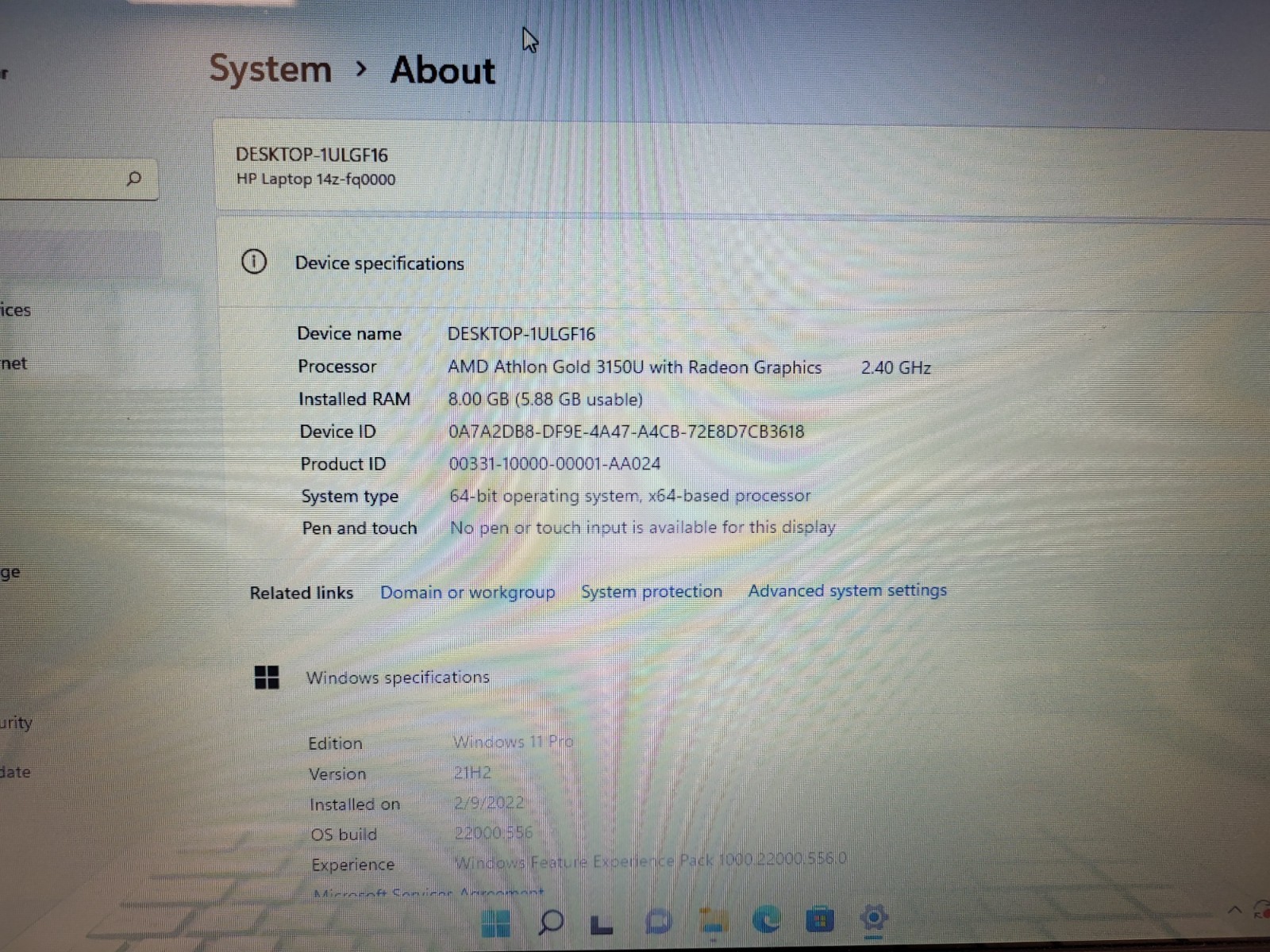 HP Laptop 14z-fq0000 Amd Athlon Gold 3150u 2.4ghz 8gb ram 128gb ssd 5CD0454W4R
