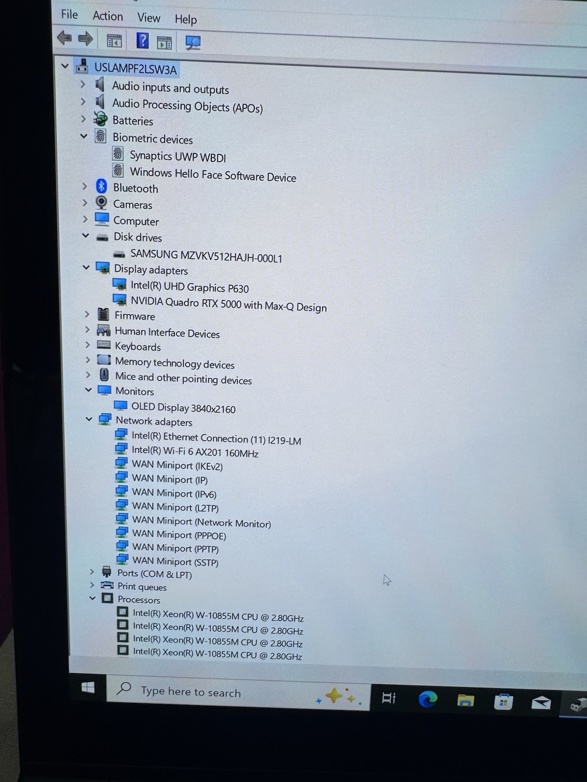 Lenovo ThinkPad P15 Gen 1 Xeon W-10855 RTX 5000 4K OLED Touch 32GB MEM 512GB SSD