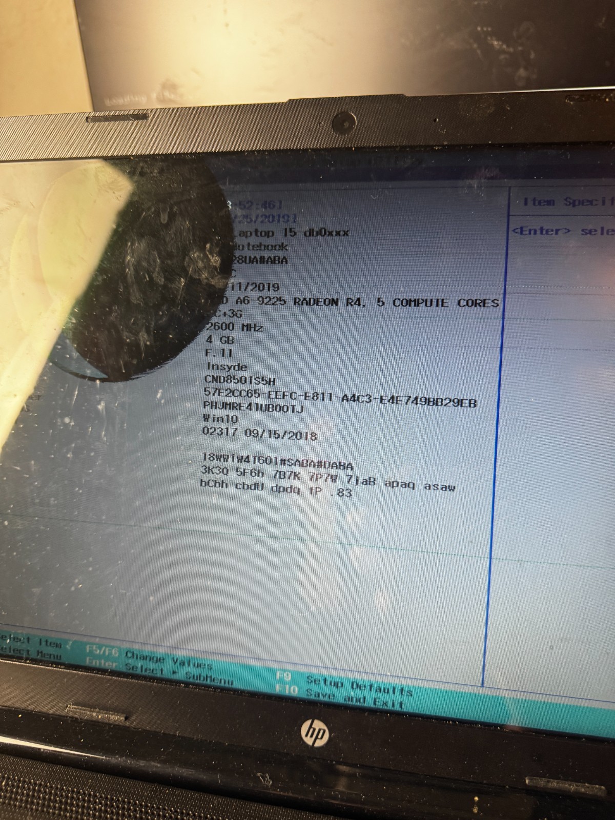 HP DB0011DX AMD A6-9225 Radeon R4 4GB RAM Laptop For Parts/Repair #6260