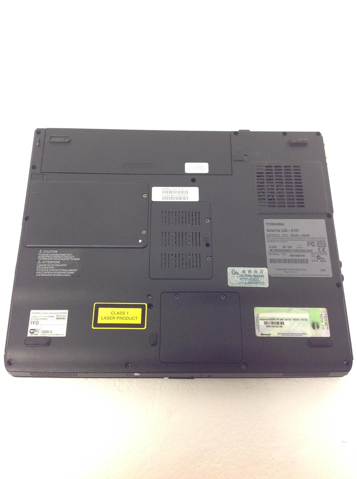 Toshiba Satellite L25-S121 15″ Laptop Intel Celeron M 1.60Ghz w/640KB Ram, No HD