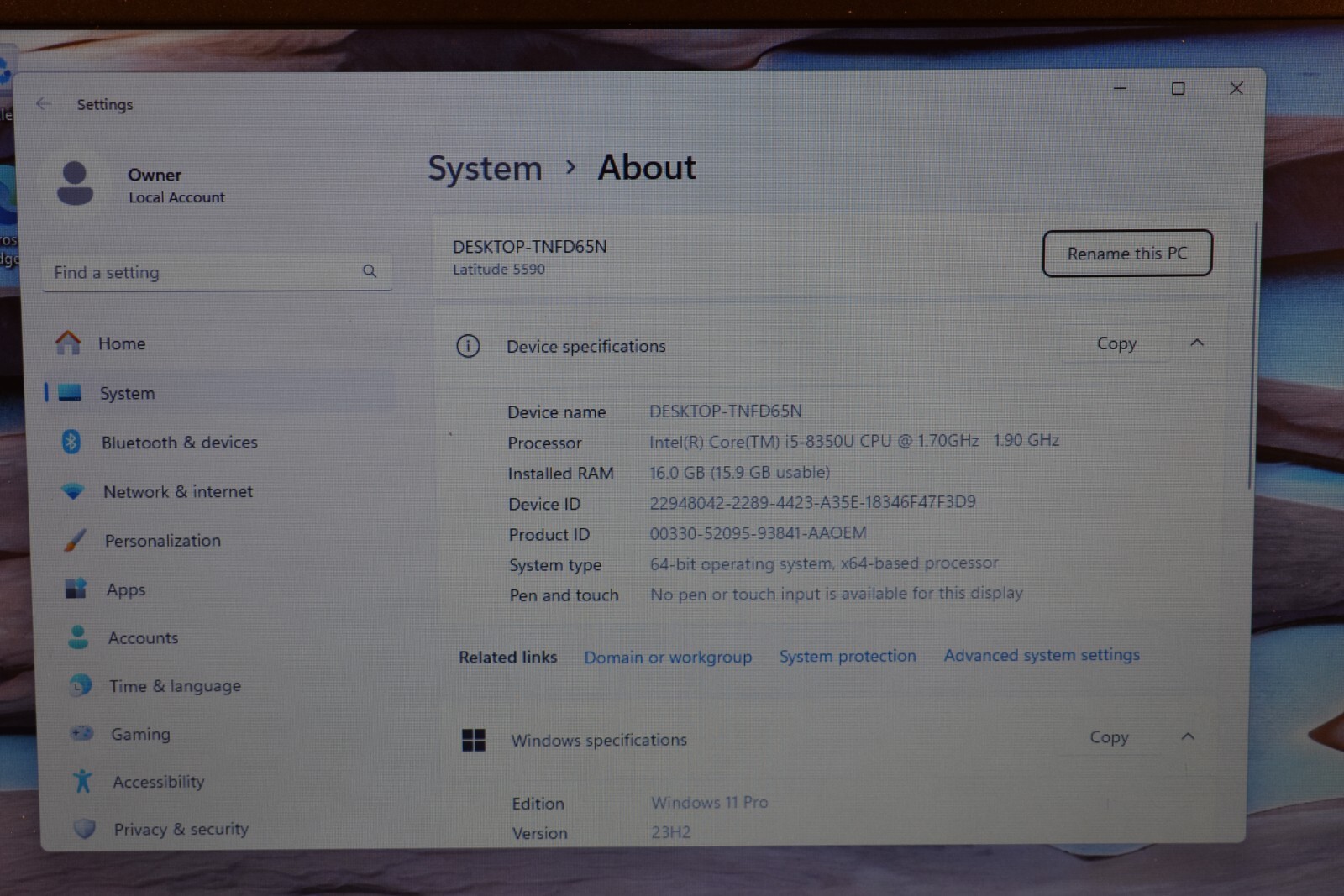 Dell Latitude 5590 Quad Core i5-8350U 1.6 GHz 16GB RAM 256GB SSD Windows 11 Pro