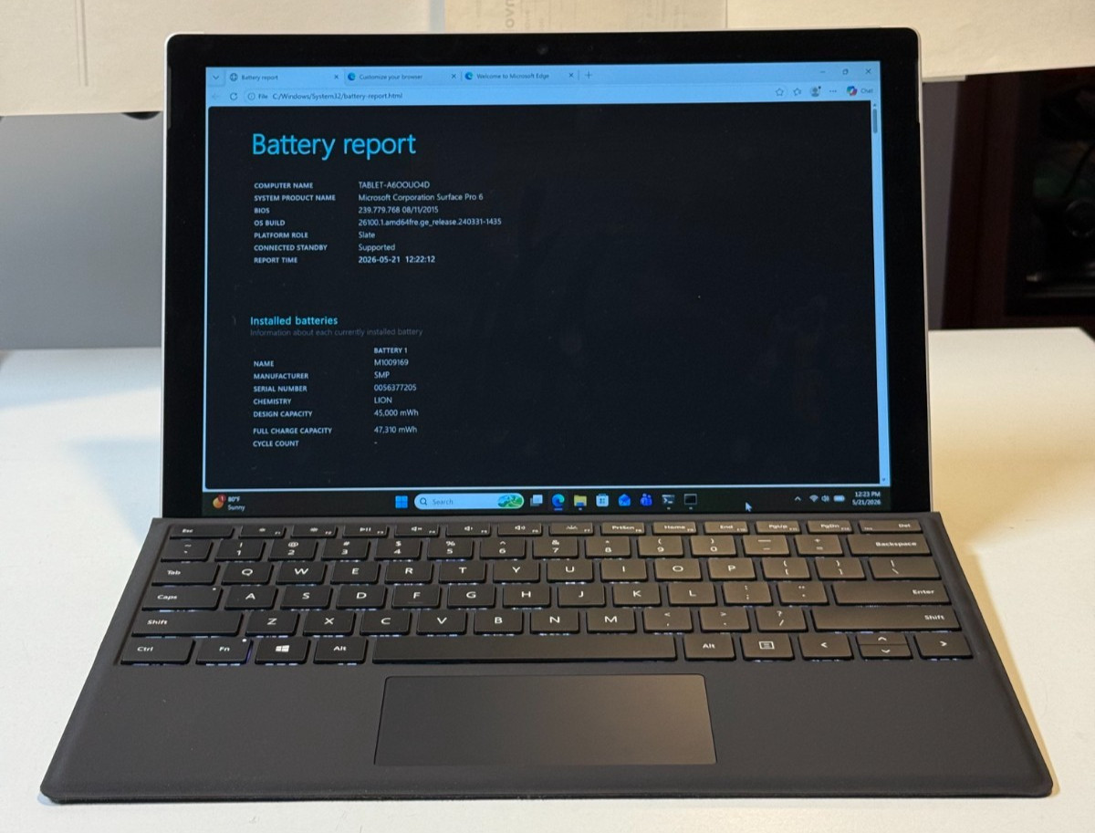 MICROSOFT SURFACE PRO 6, 12.3″, 512GB SSD, 16G RAM i7, W11 PRO & MS KEYBOARD