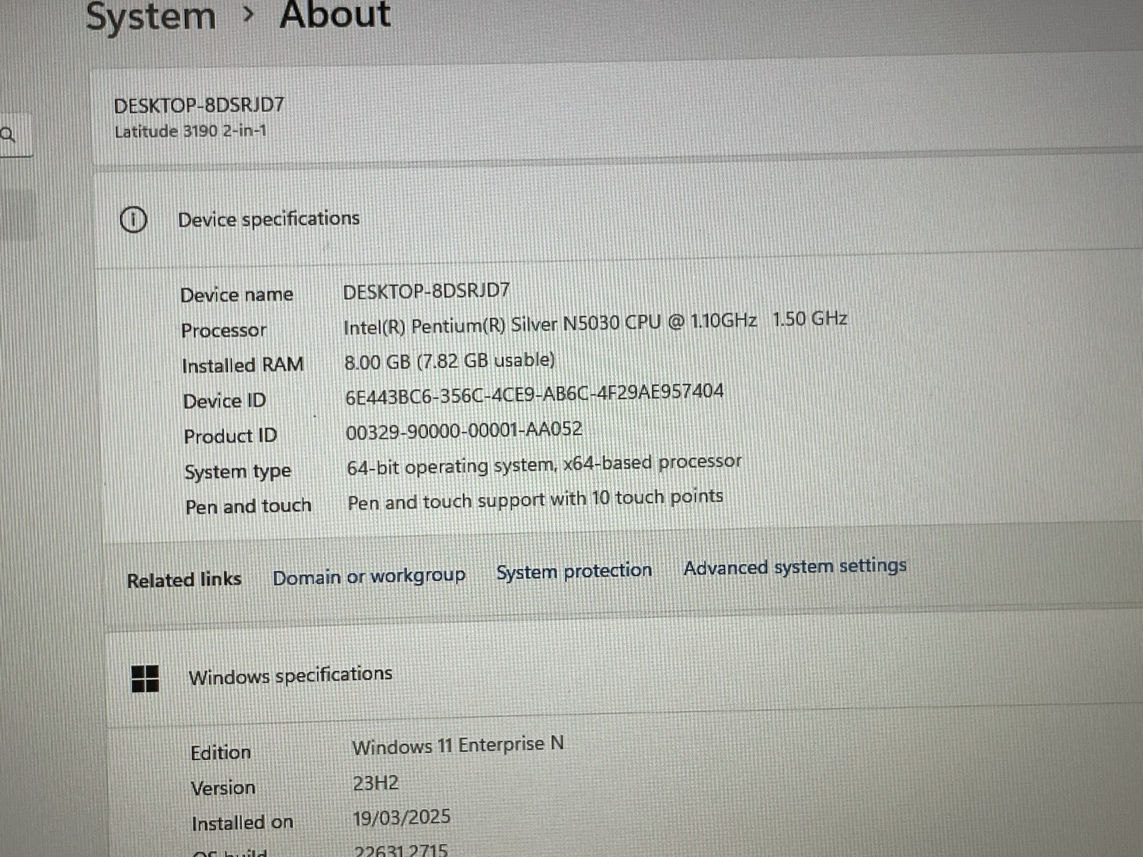 DELL Latitude 3190 Laptop 2in1 11.6″ Intel N5030 8GB RAM 256 GB SSD HDMI Windows
