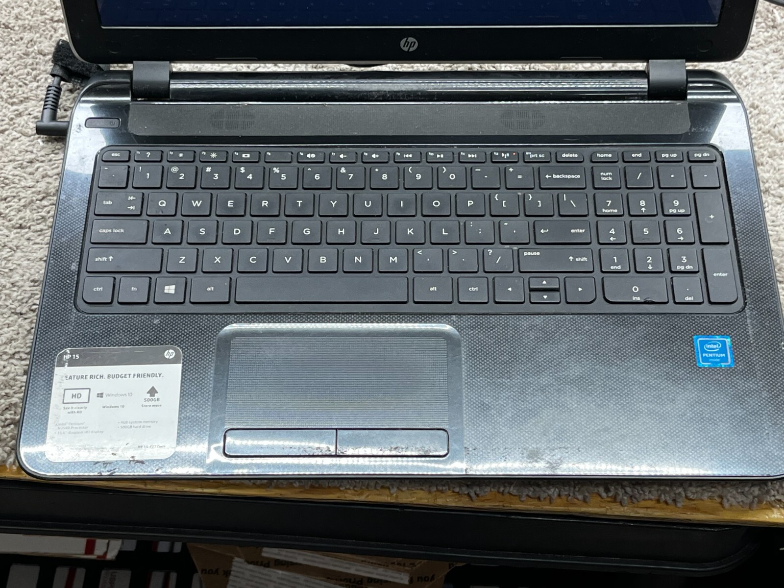 HP 15-F272WM Intel Pentium Laptop 4GB Ram 500GB Hard Drive USED 073744
